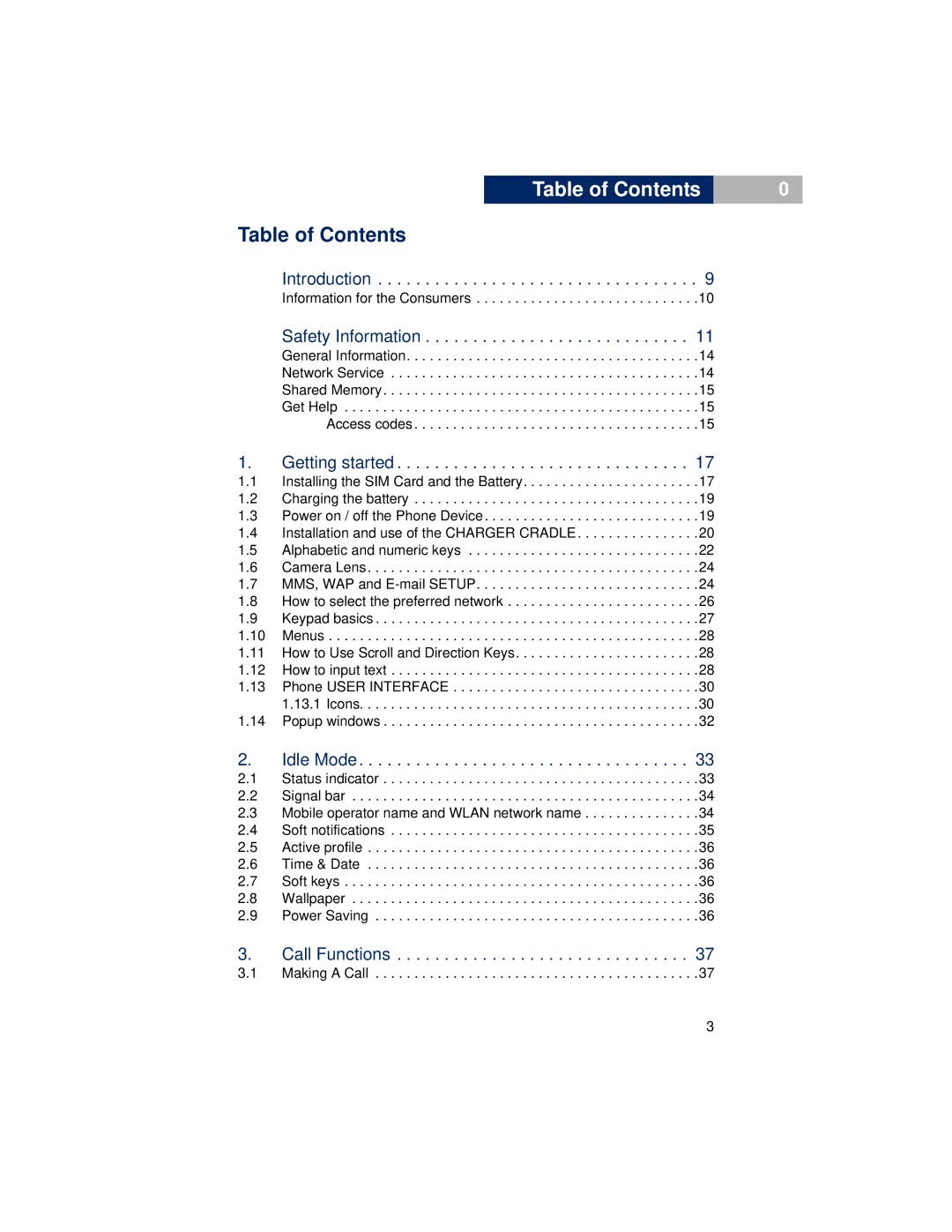 Pirelli DP-L10 manual Table of Contents 