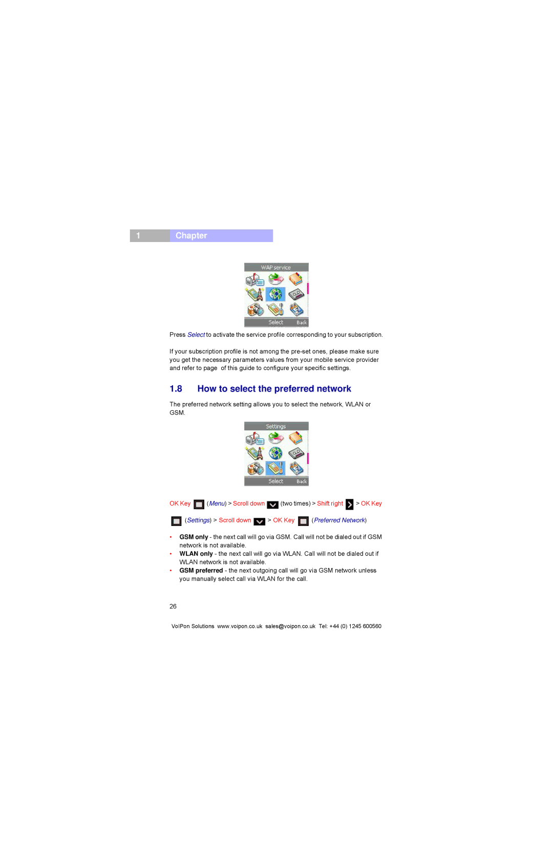 Pirelli DP-L10 manual How to select the preferred network, Settings Scroll down OK Key Preferred Network 