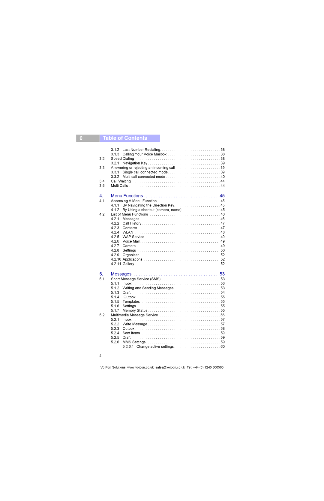 Pirelli DP-L10 manual Menu Functions 