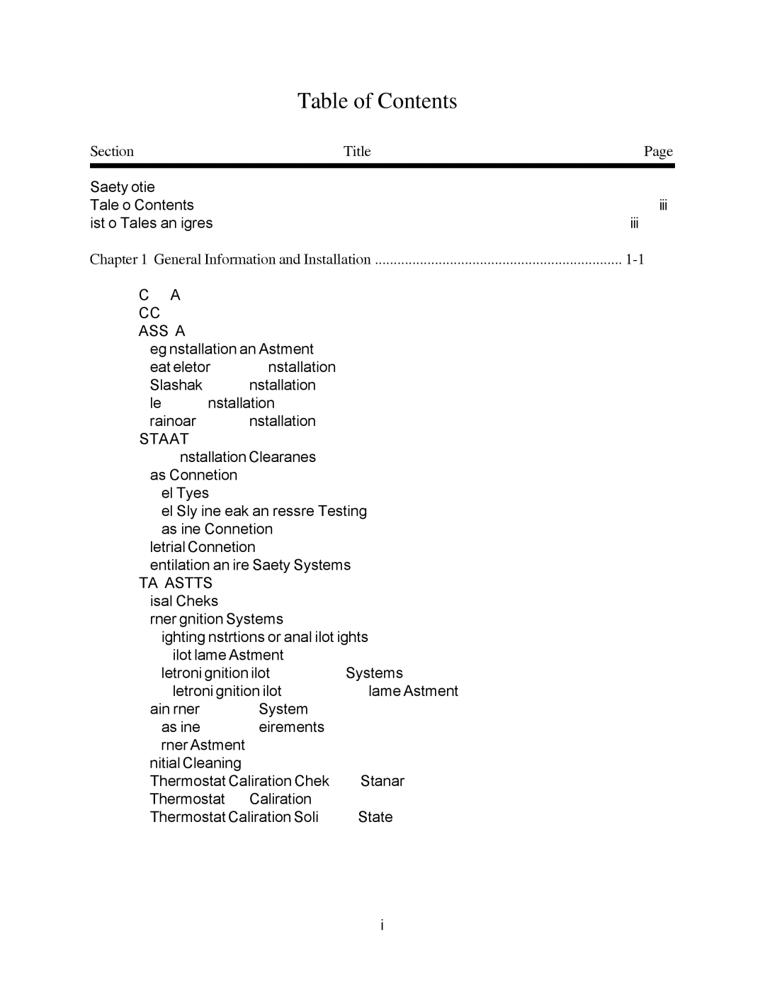 Pitco Frialator 26, 20 manual Table of Contents 