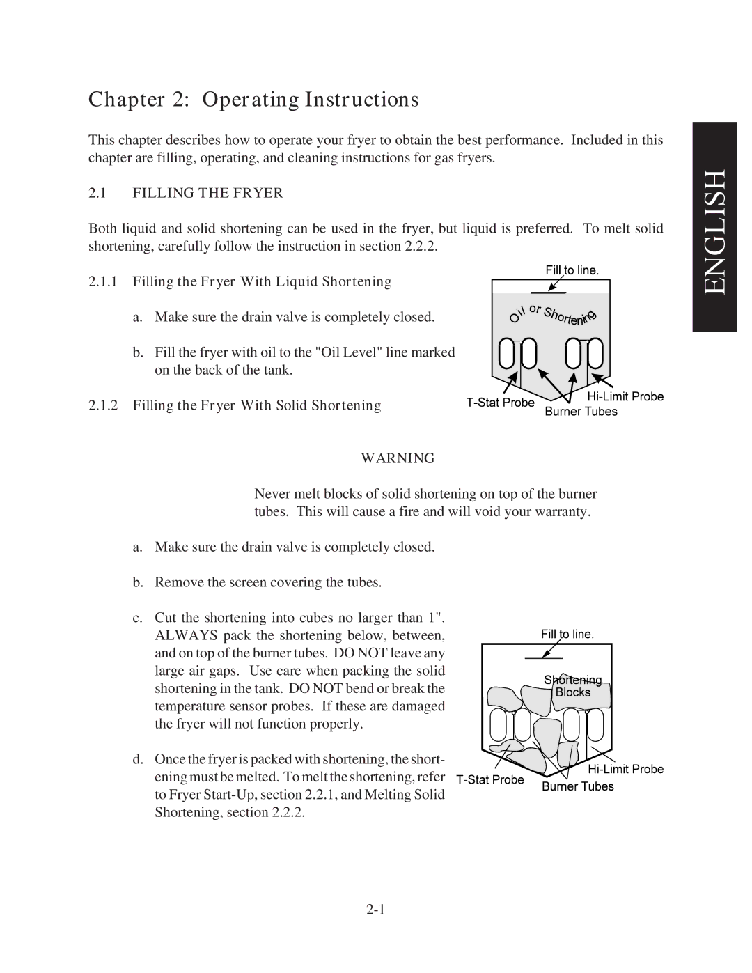 Pitco Frialator 45C+, 35C+ manual Operating Instructions, Filling the Fryer With Liquid Shortening 