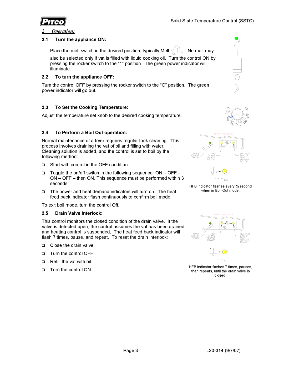 Pitco Frialator B2005301 SSTC, B2005304 SSTC, B2005303 SSTC, B2005302 SSTC, B2005401 SSTC, B2005305 SSTC manual Operation 