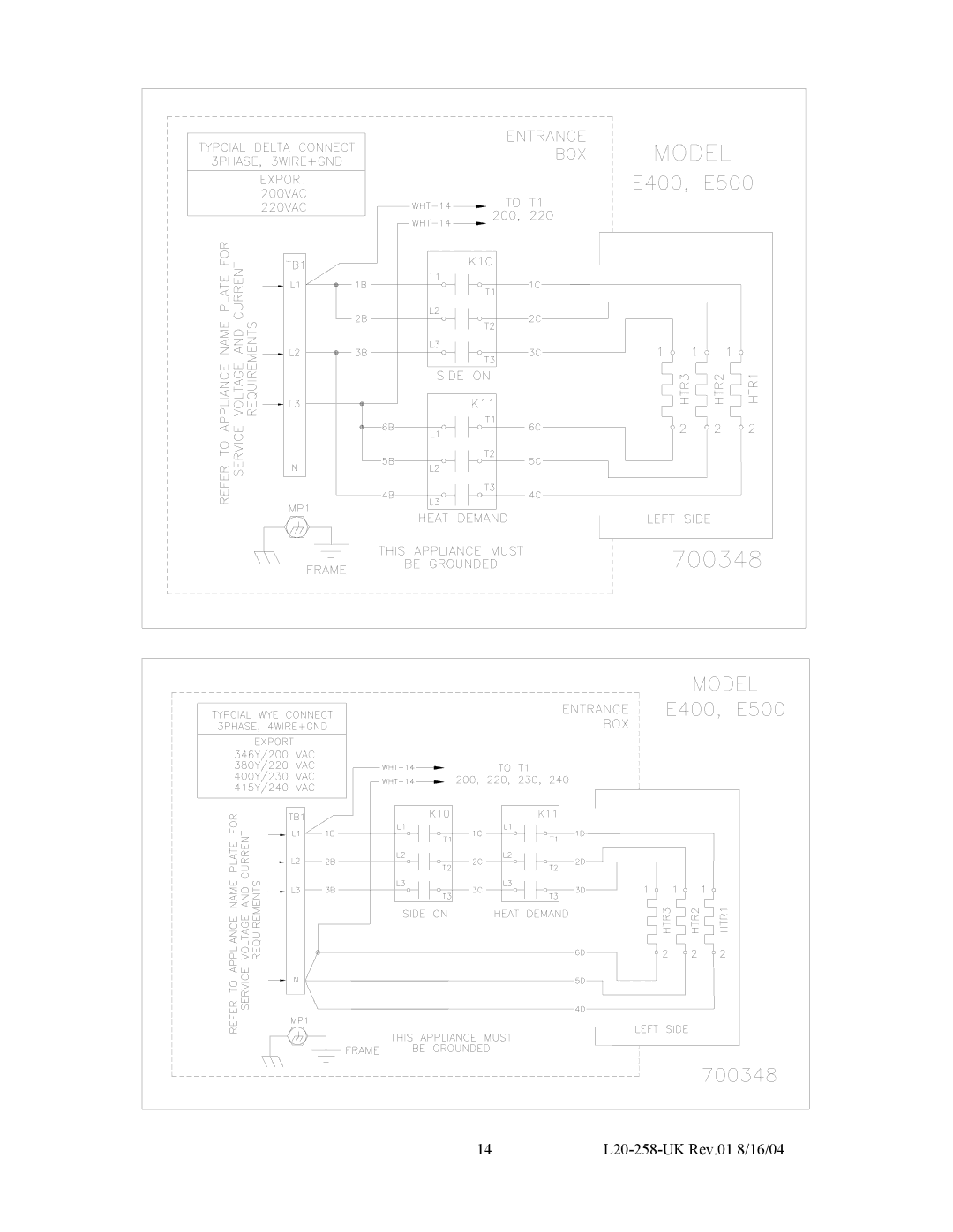 Pitco Frialator E500D, E400T operation manual L20-258-UK Rev.01 8/16/04 