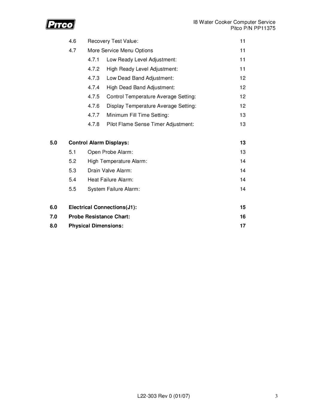 Pitco Frialator L22-303 service manual Control Alarm Displays 