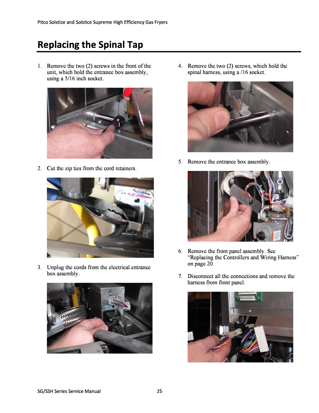 Pitco Frialator L22-345 manual Replacing the Spinal Tap 