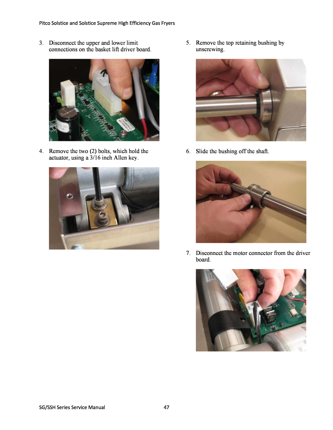 Pitco Frialator L22-345 manual Remove the top retaining bushing by unscrewing 