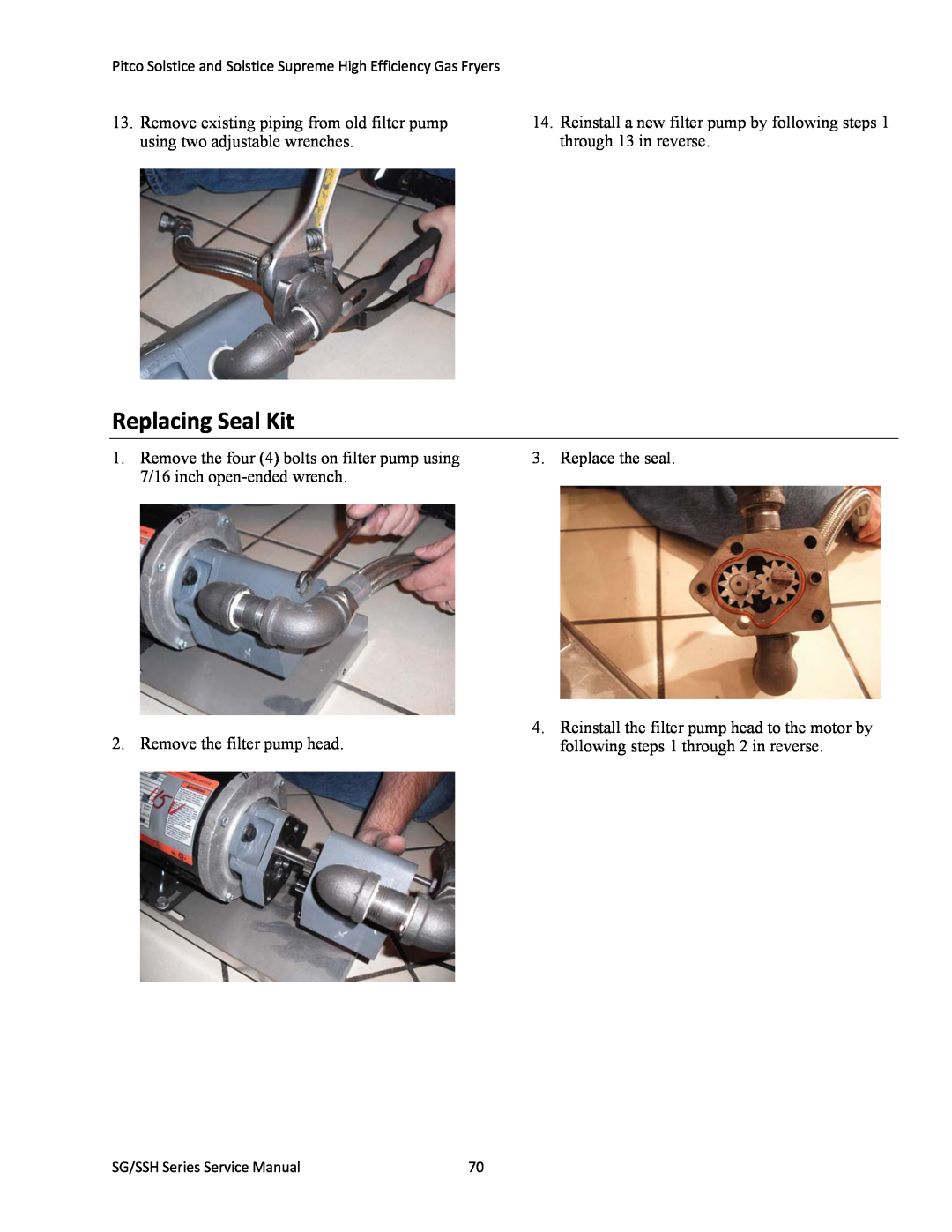 Pitco Frialator L22-345 manual Replacing Seal Kit 