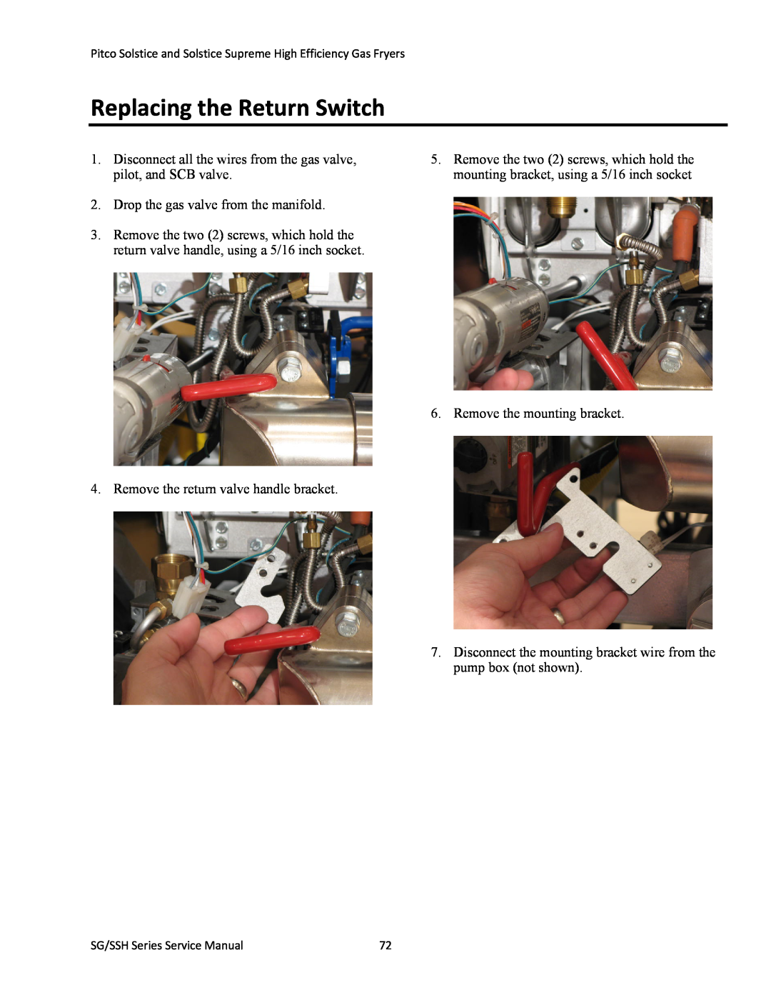 Pitco Frialator L22-345 manual Replacing the Return Switch 