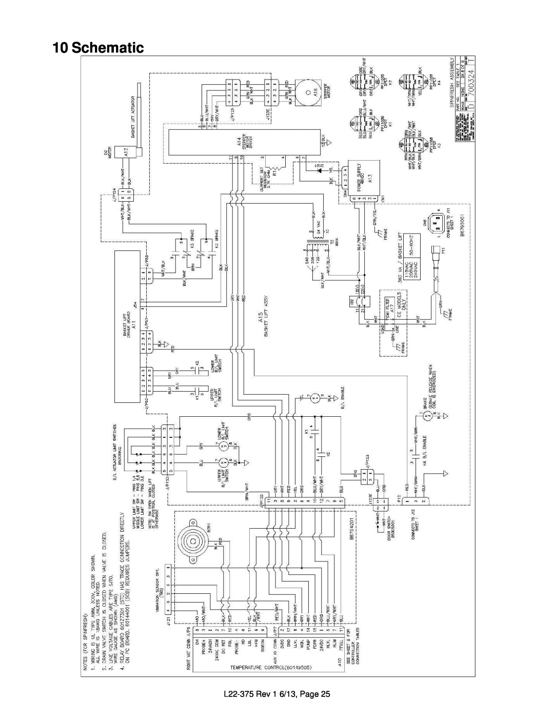 Pitco Frialator manual Schematic, L22-375 Rev 1 6/13, Page 
