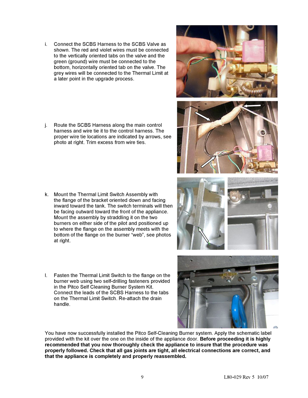 Pitco Frialator installation instructions L80-029 Rev 5 10/07 