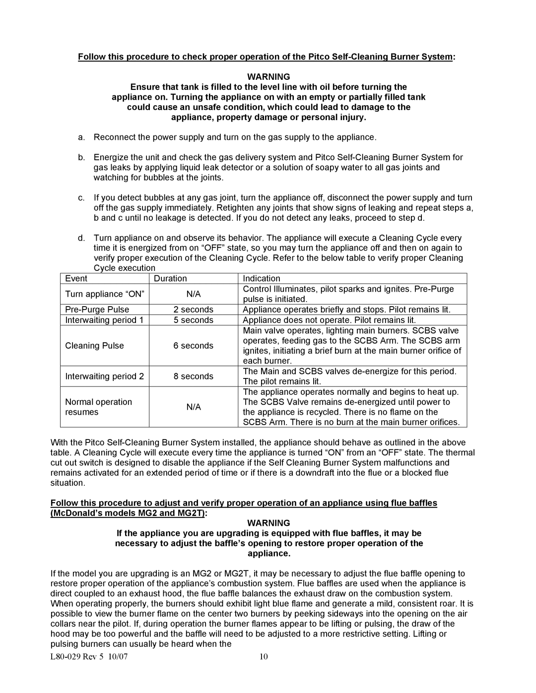 Pitco Frialator L80-029 installation instructions 