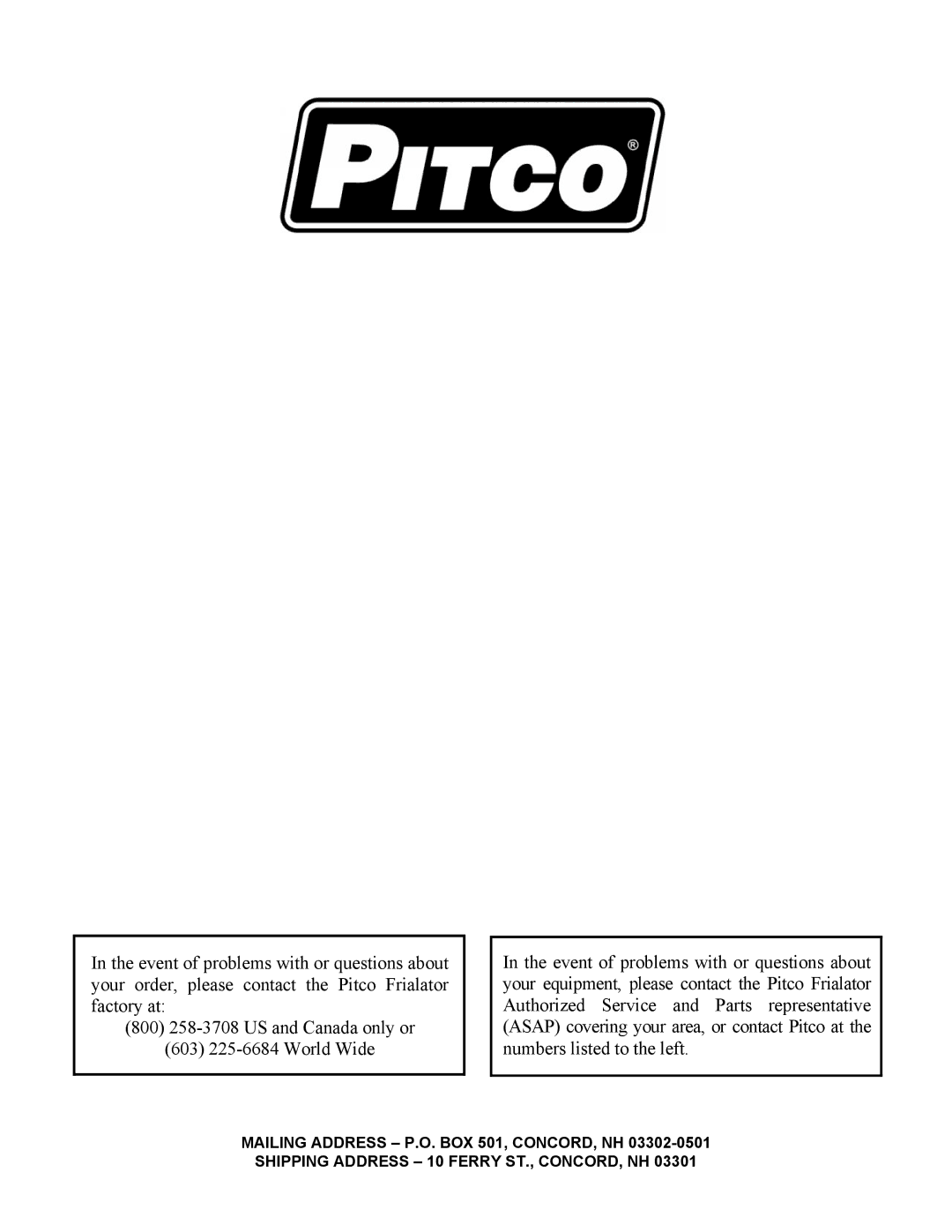 Pitco Frialator L80-029 installation instructions 