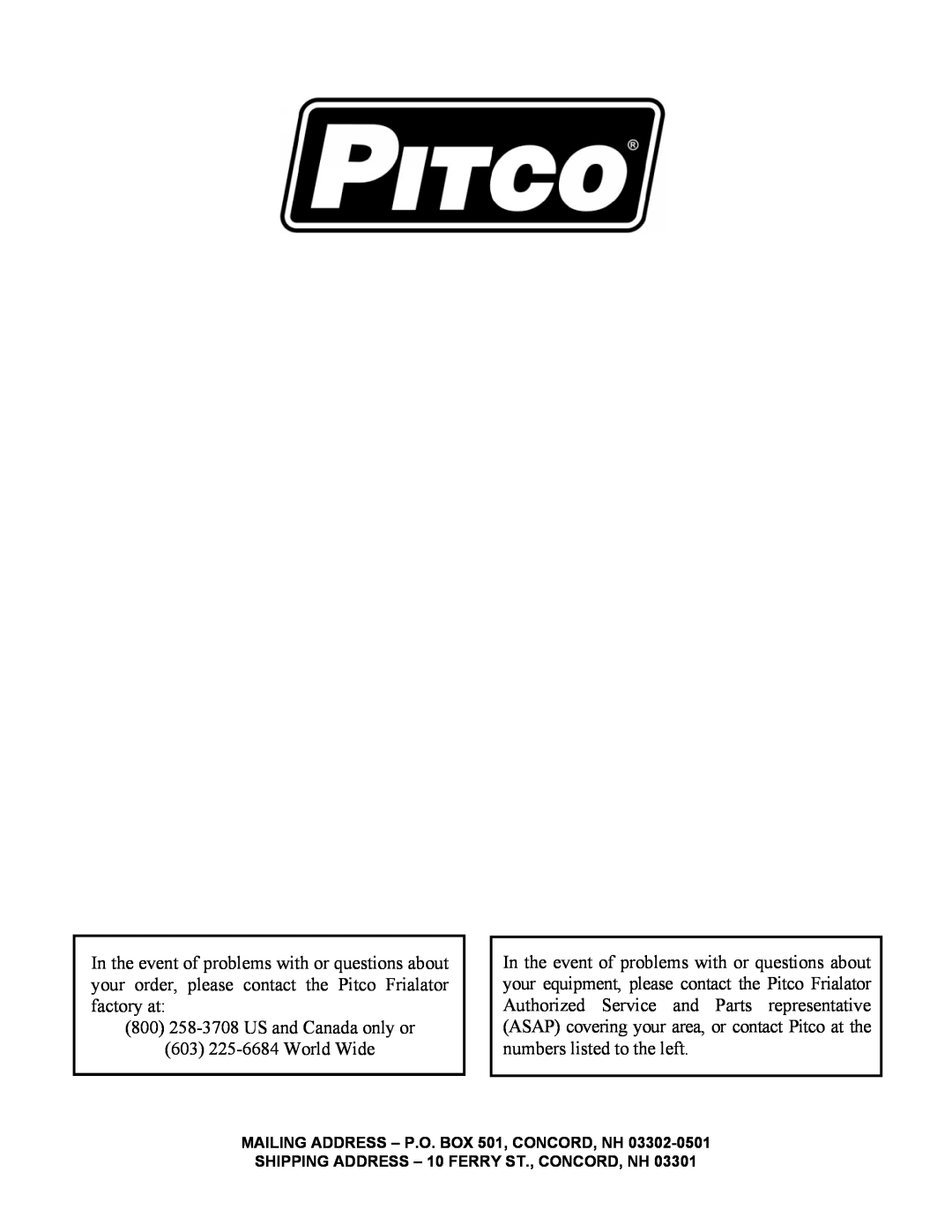 Pitco Frialator L80-029 installation instructions 800258-3708US and Canada only or 
