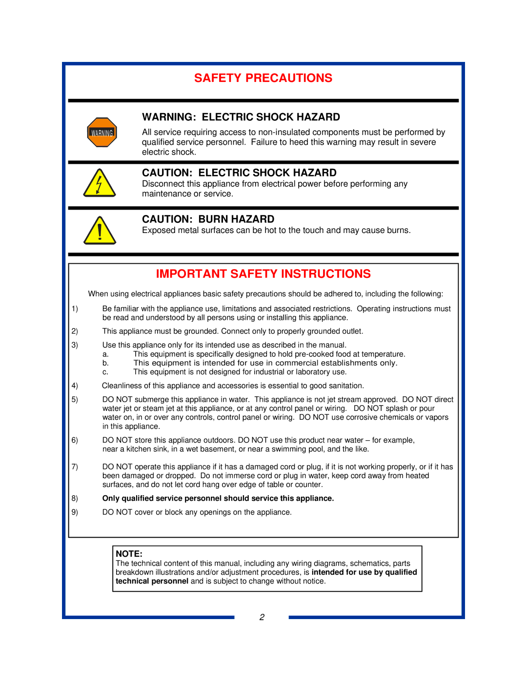 Pitco Frialator PCC18, PCC28, PCC14 specifications Safety Precautions 