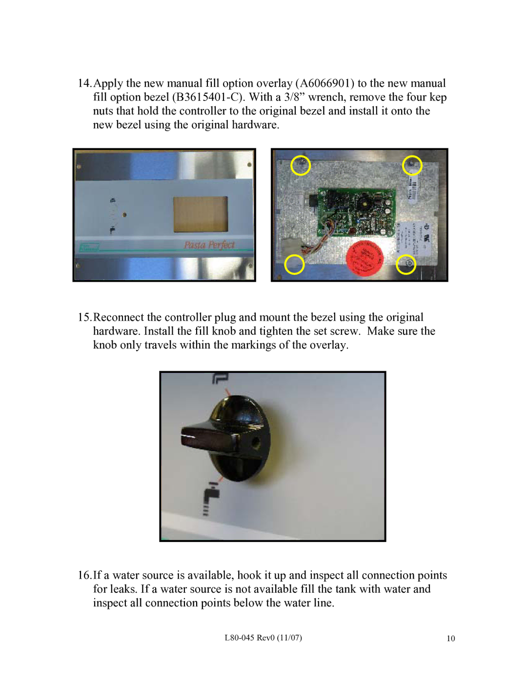 Pitco Frialator PE14D installation instructions L80-045 Rev0 11/07 