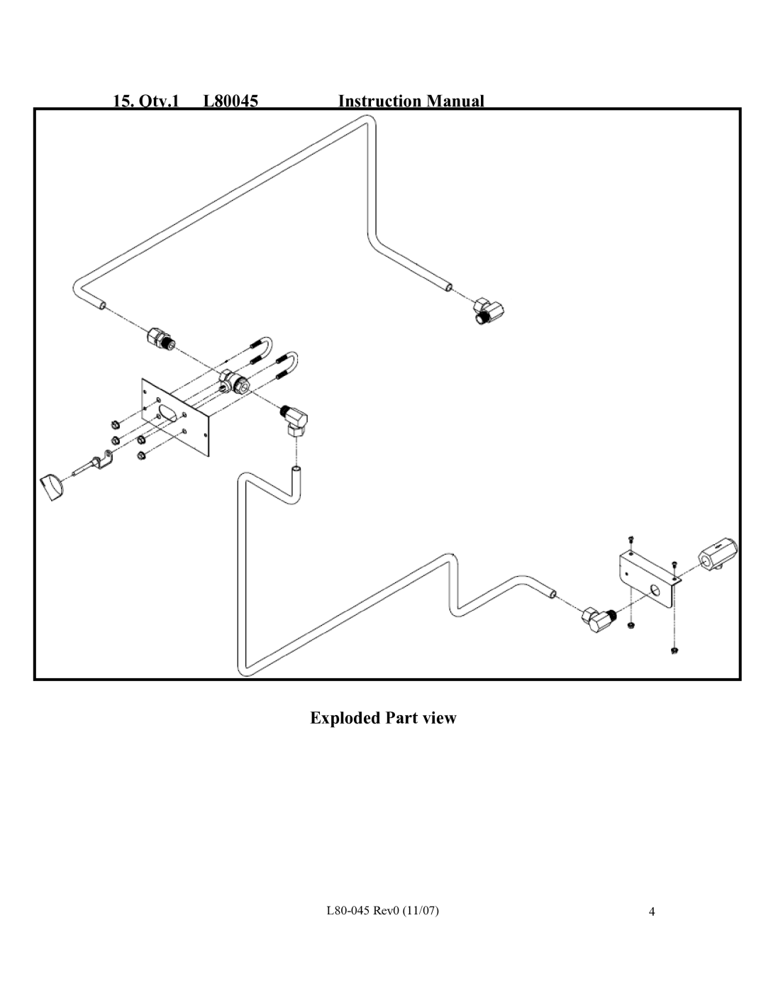 Pitco Frialator PE14D installation instructions Qty.1 L80045 Exploded Part view 