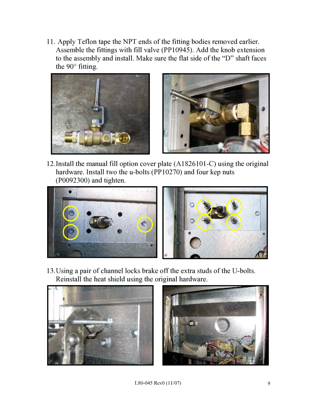 Pitco Frialator PE14D installation instructions L80-045 Rev0 11/07 