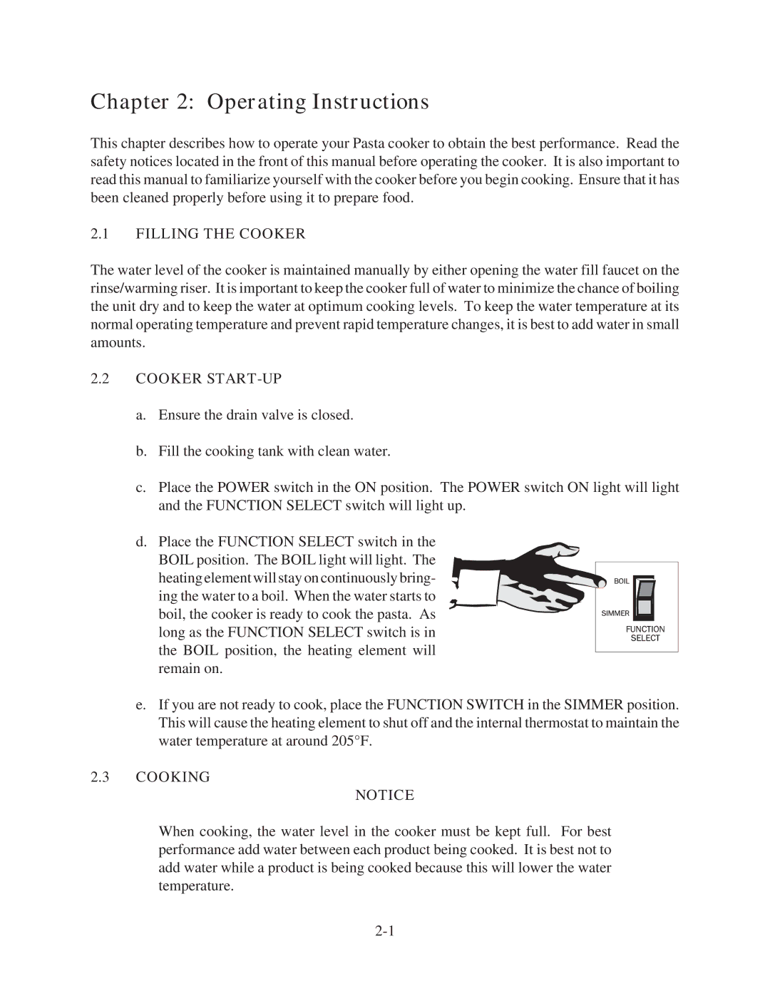 Pitco Frialator and RSE14, PPE14-L manual Operating Instructions, Filling the Cooker, Cooker START-UP, Cooking 