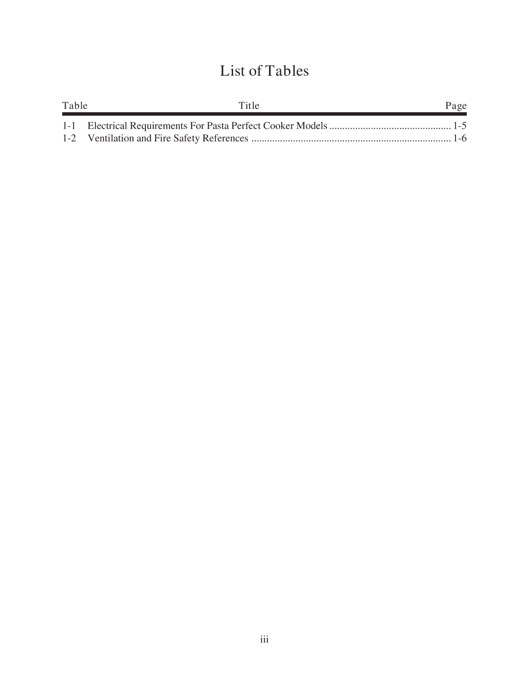 Pitco Frialator PPE14-L, and RSE14 manual List of Tables 