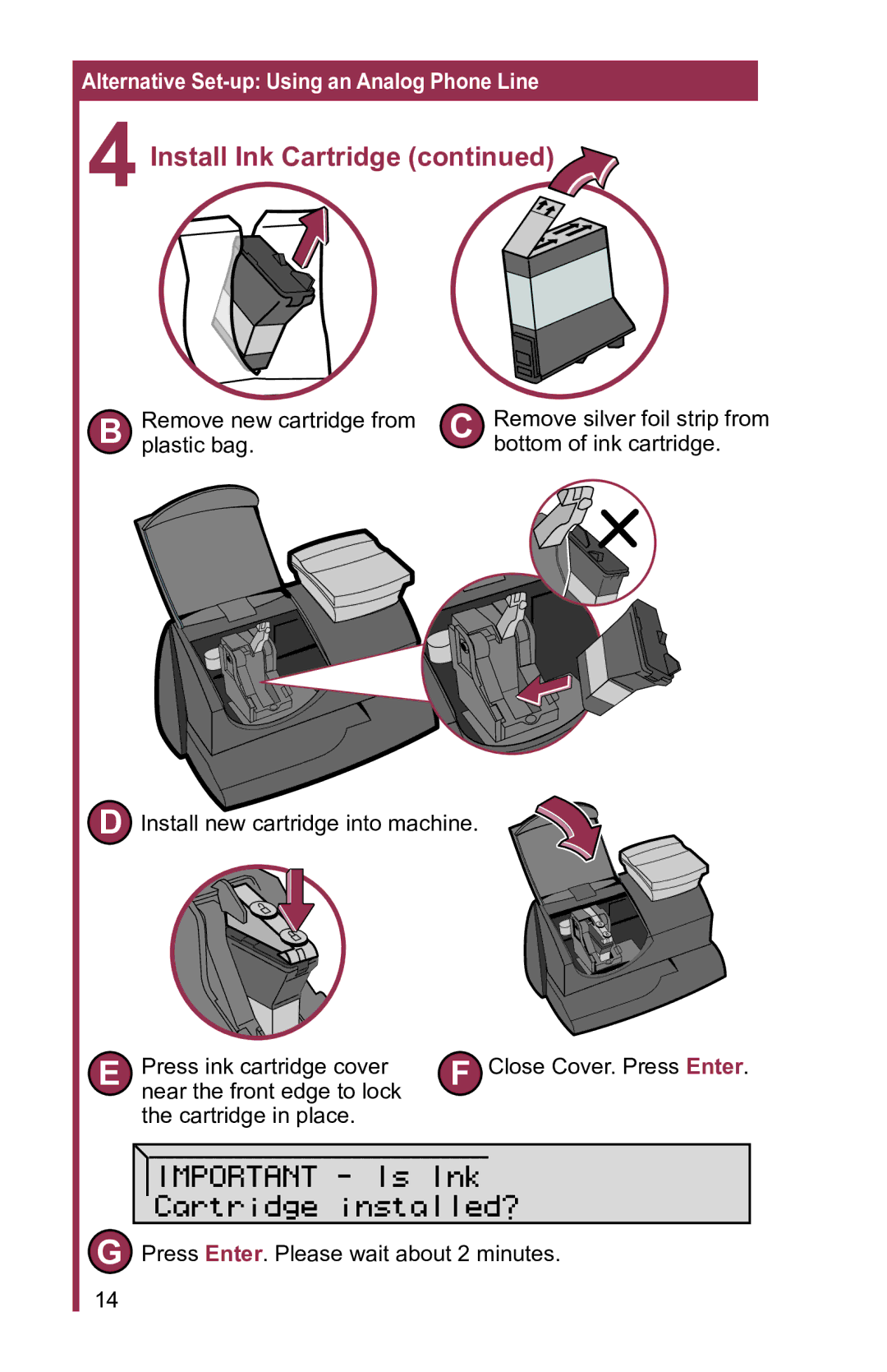 Pitney Bowes 2 manual Important Is Ink Cartridge installed? 