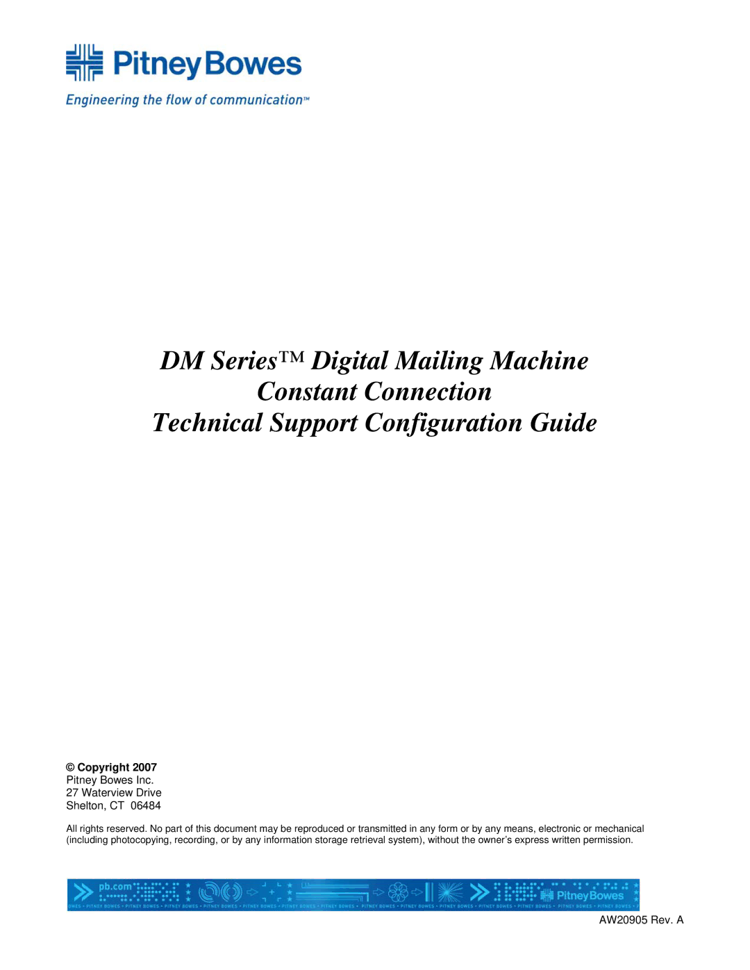 Pitney Bowes AW20905 manual Copyright 