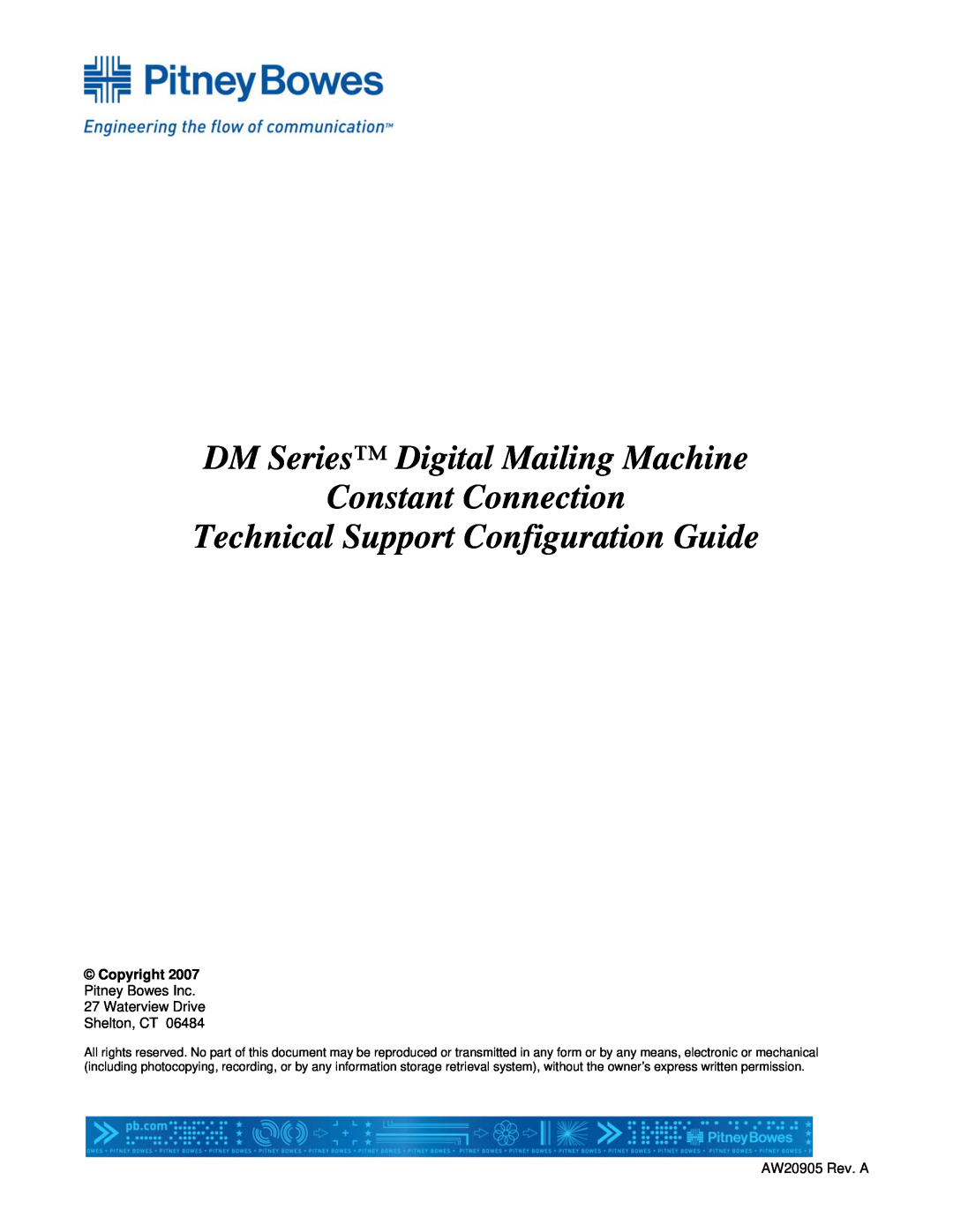 Pitney Bowes AW20905 manual DM Series Digital Mailing Machine Constant Connection, Technical Support Configuration Guide 