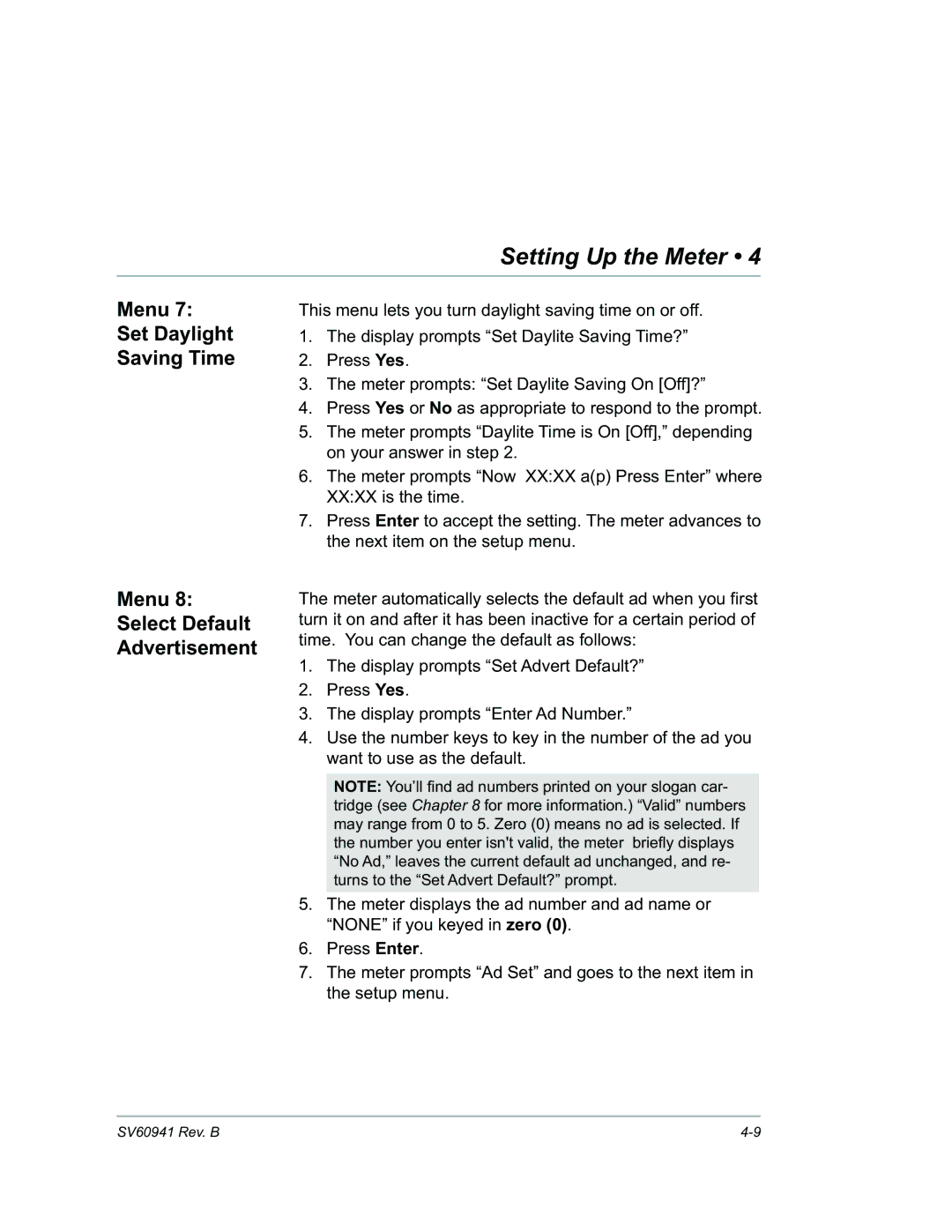 Pitney Bowes B702 manual Menu Set Daylight Saving Time Select Default Advertisement 