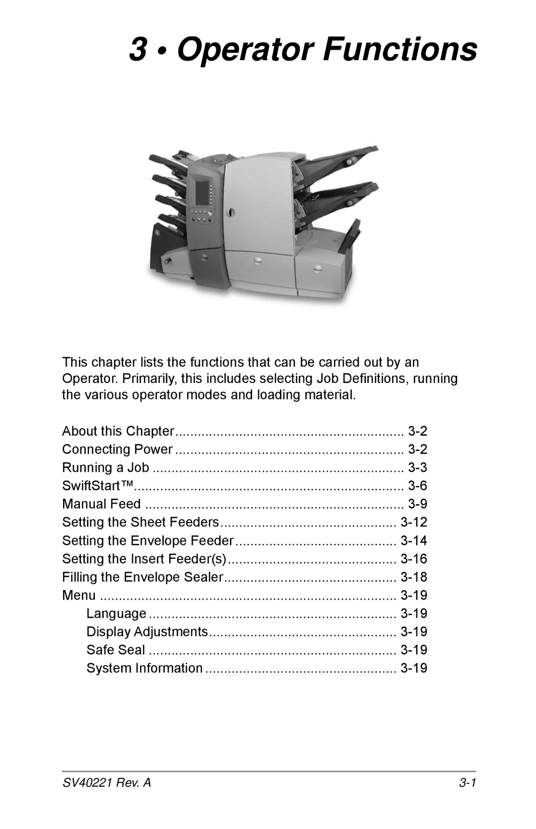 Pitney Bowes D1600, D1500 manual Operator Functions 