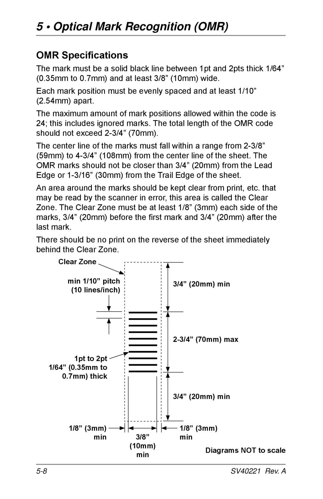 Pitney Bowes D1500, D1600 manual OMR Specifications 