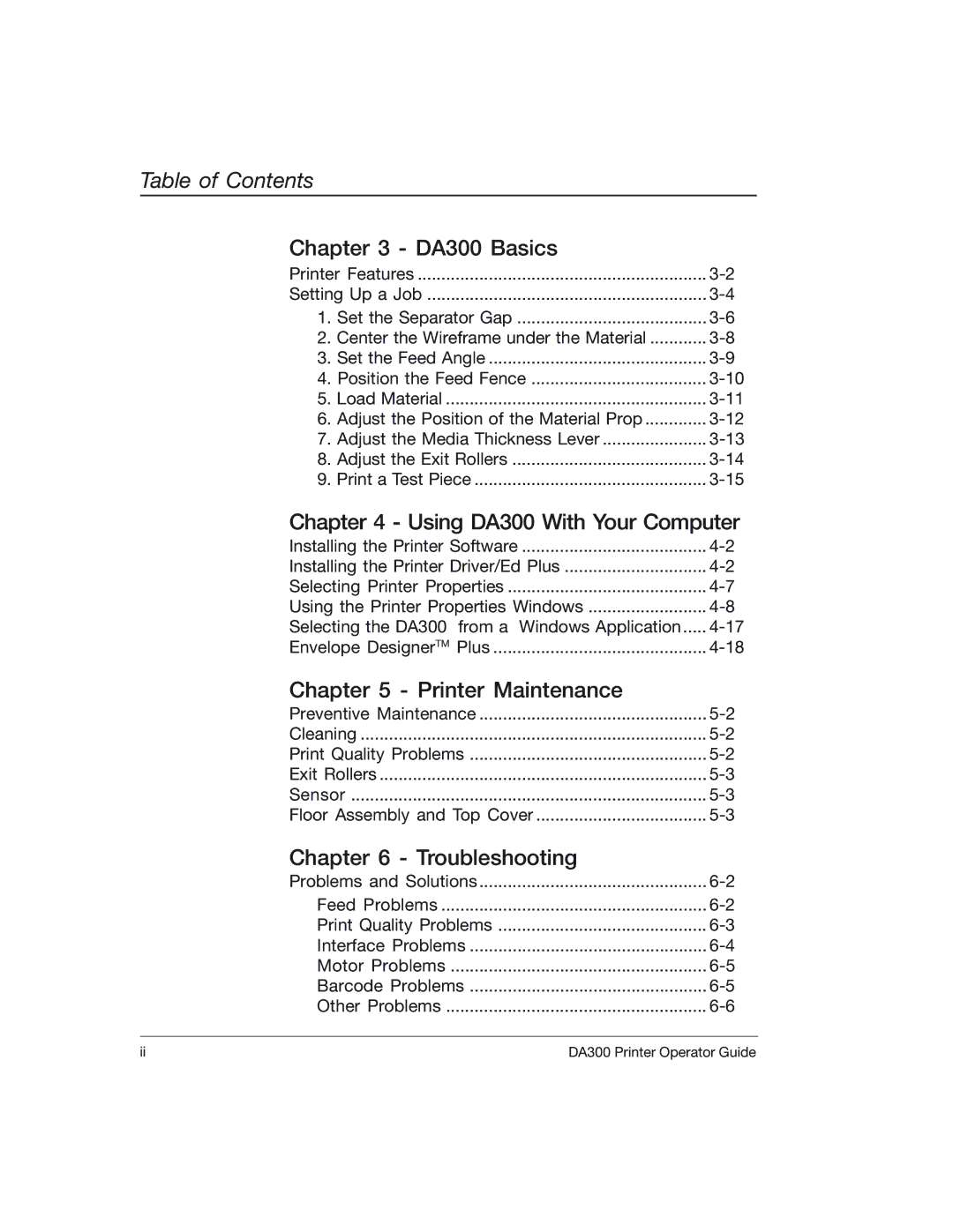 Pitney Bowes manual DA300 Basics, Using DA300 With Your Computer, Printer Maintenance, Troubleshooting 