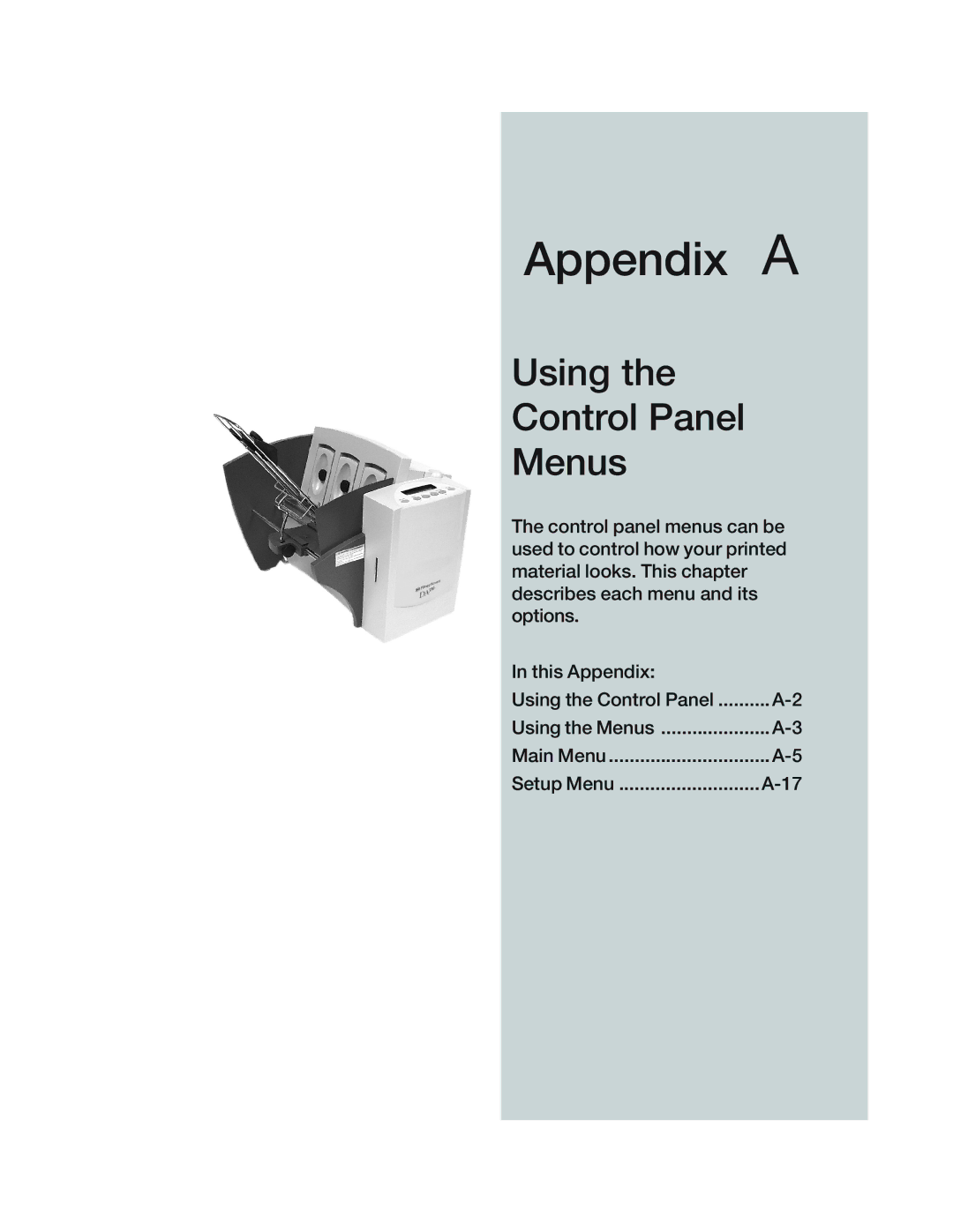 Pitney Bowes DA300 manual Appendix a 