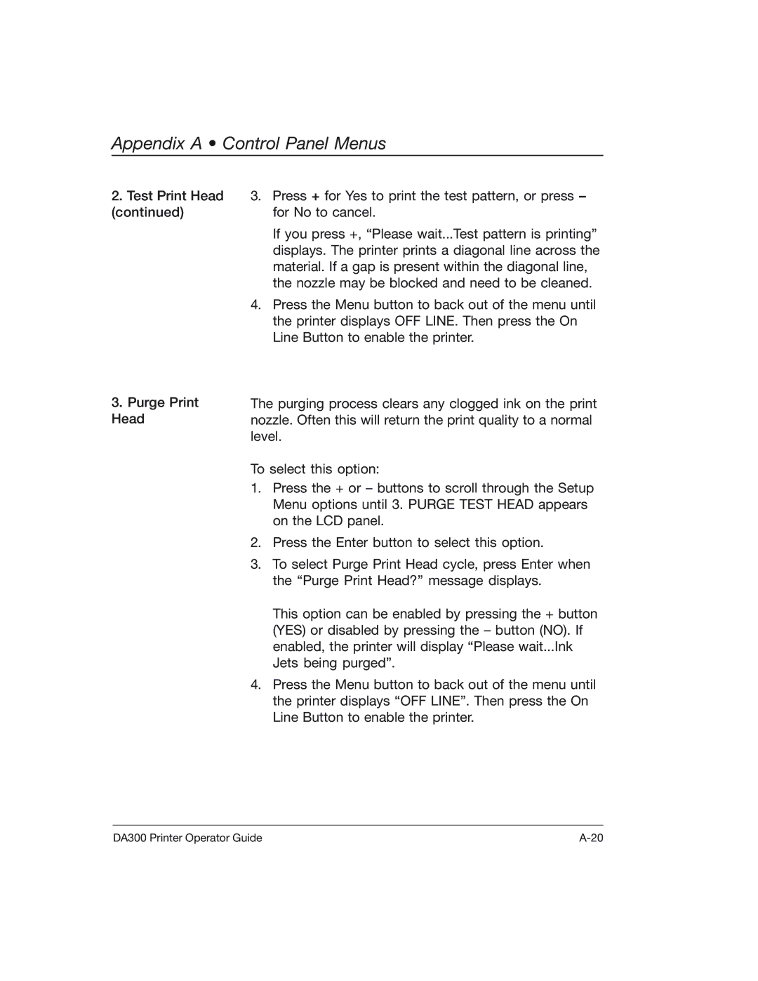 Pitney Bowes DA300 manual Appendix a Control Panel Menus 