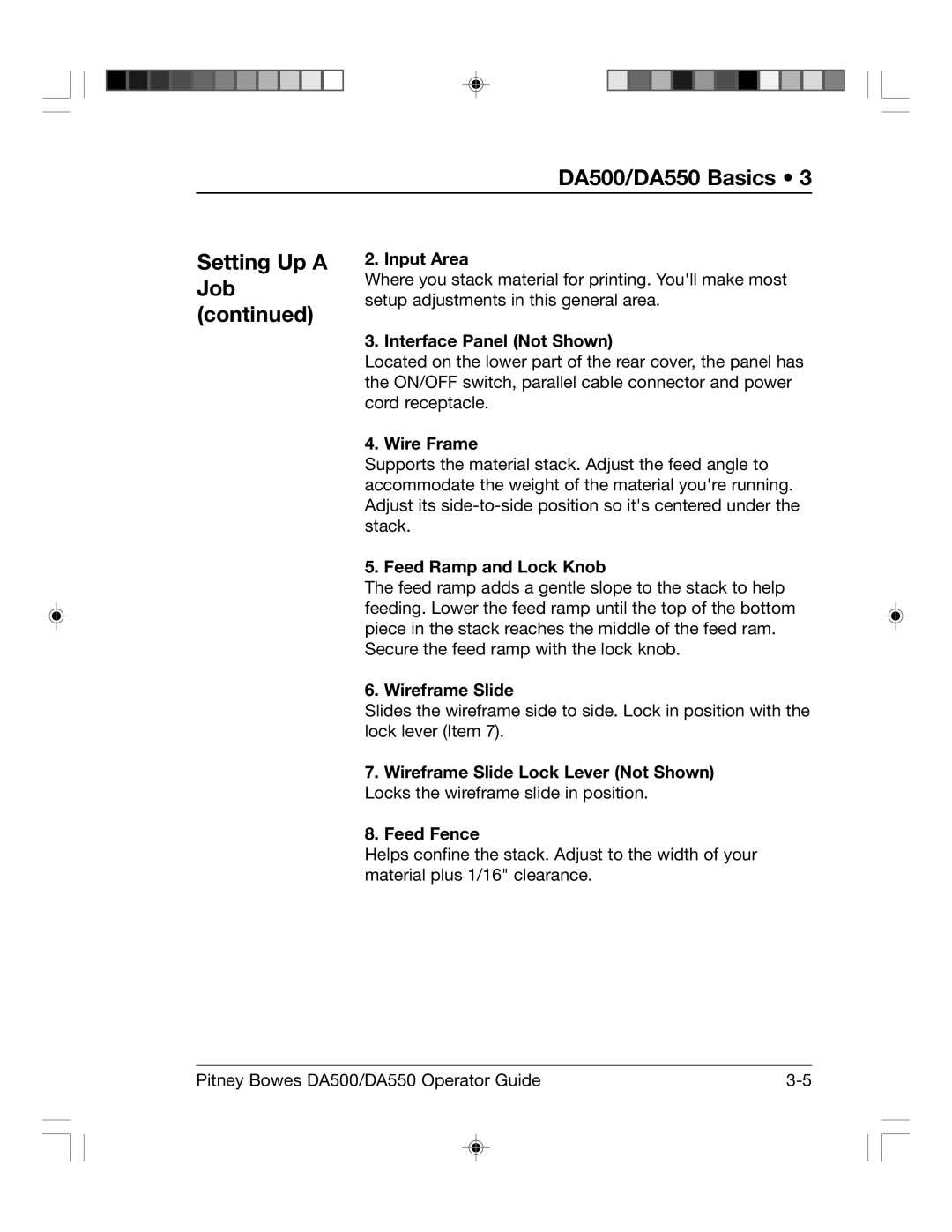 Pitney Bowes manual DA500/DA550 Basics Setting Up a Job 