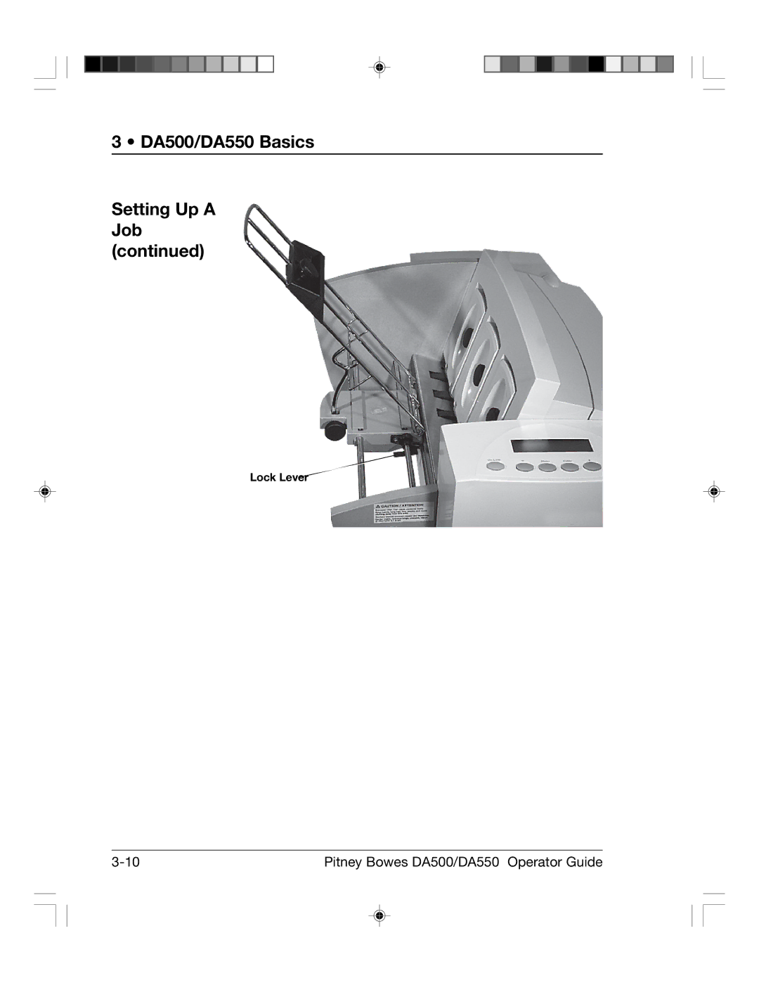 Pitney Bowes DA500, DA550 manual Lock Lever 