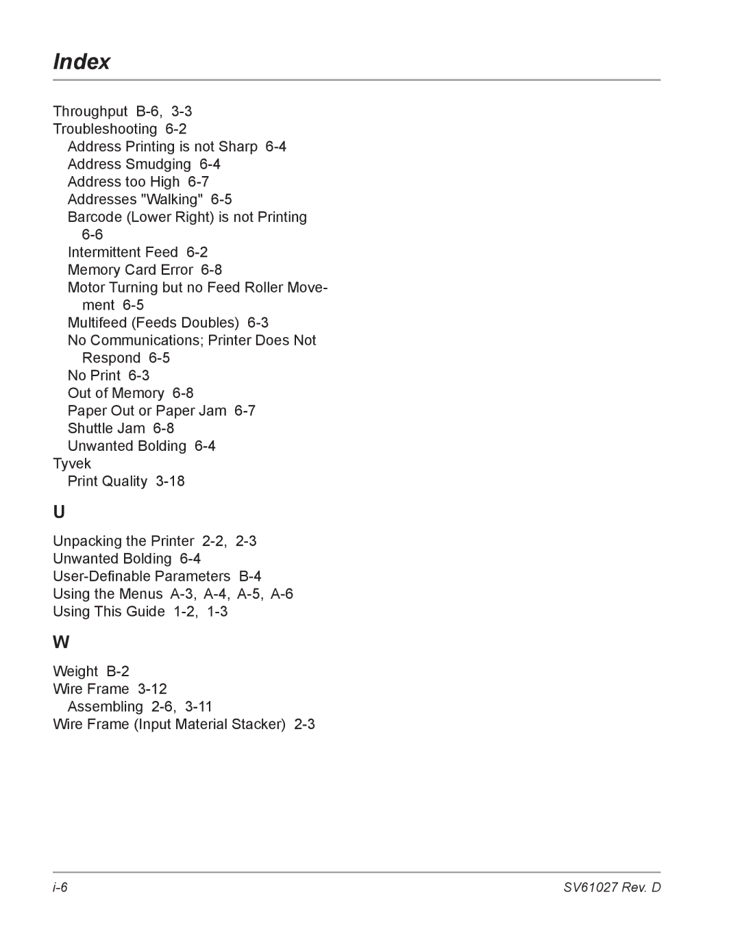 Pitney Bowes DA700, DA750 manual Index 