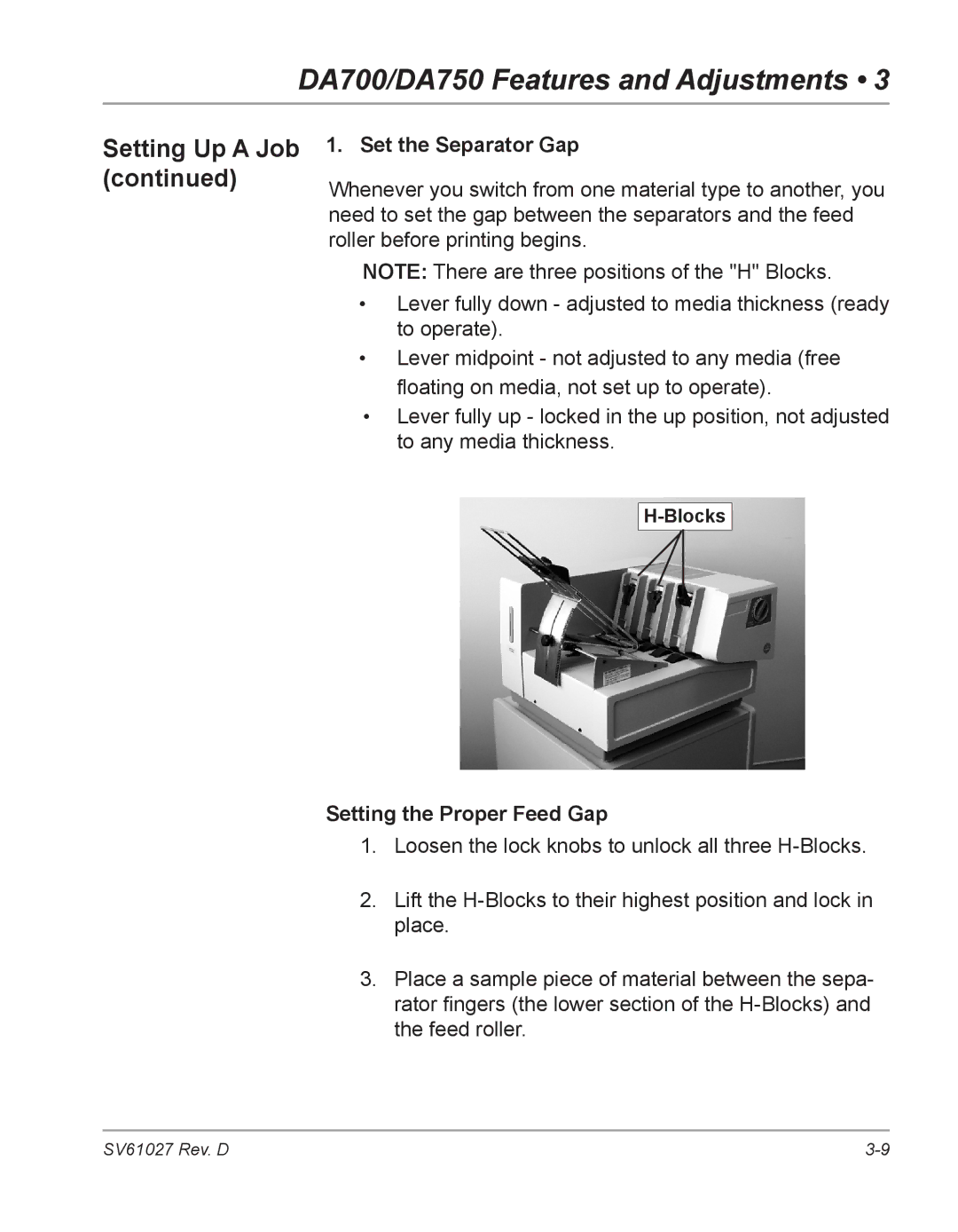 Pitney Bowes DA750, DA700 manual Set the Separator Gap, Setting the Proper Feed Gap 