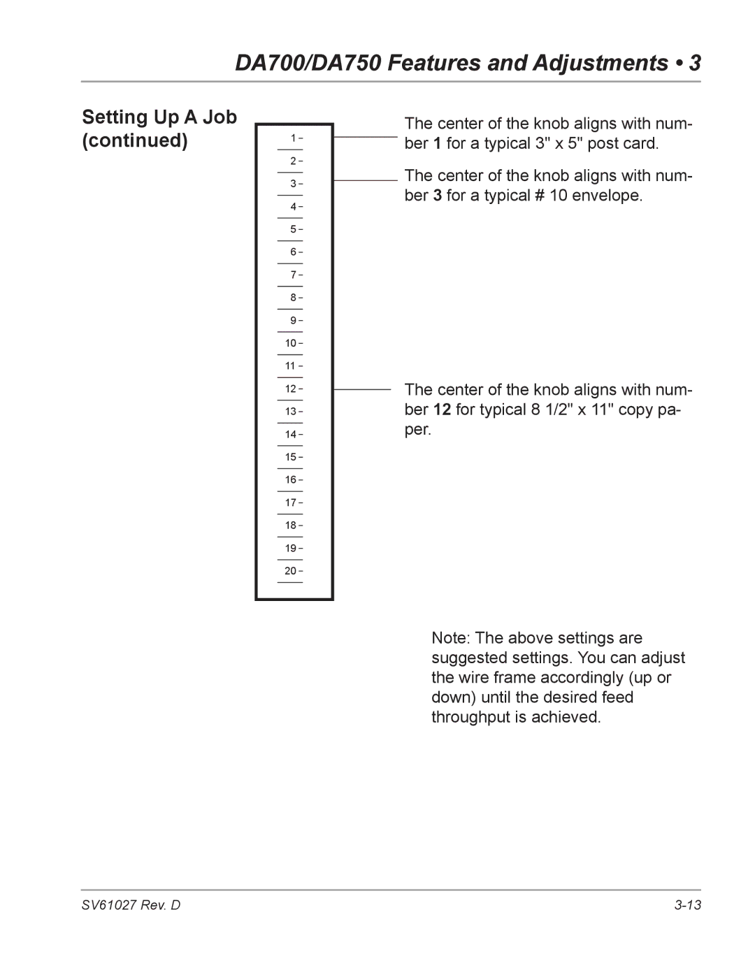 Pitney Bowes manual DA700/DA750 Features and Adjustments 