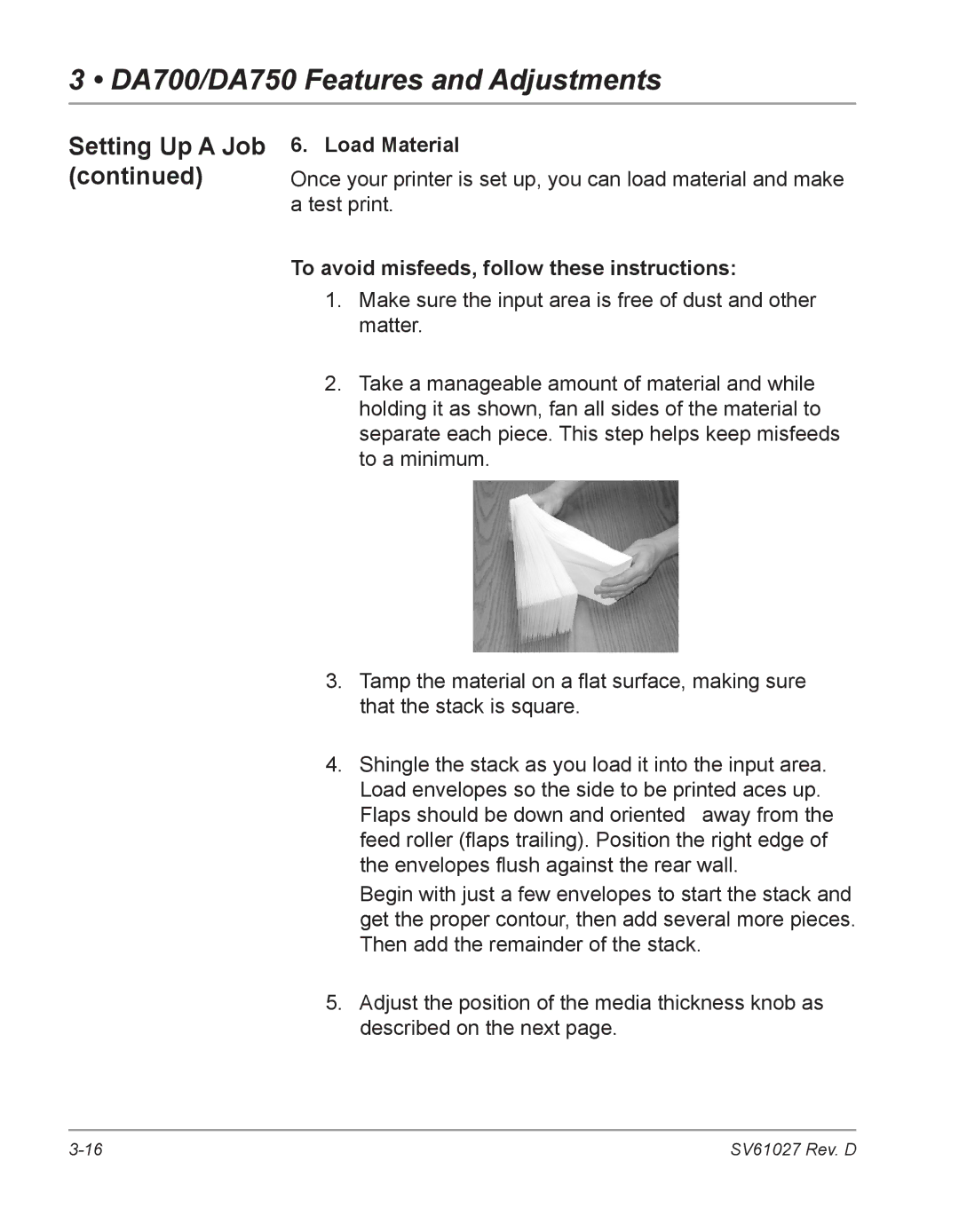 Pitney Bowes DA700, DA750 manual Load Material, To avoid misfeeds, follow these instructions 