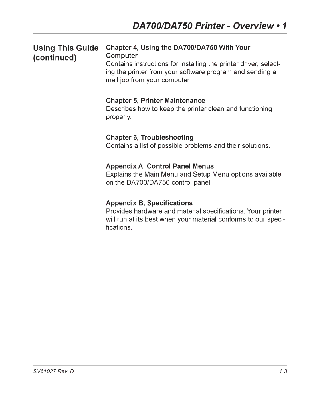 Pitney Bowes manual Using the DA700/DA750 With Your Computer, Appendix B, Specifications 