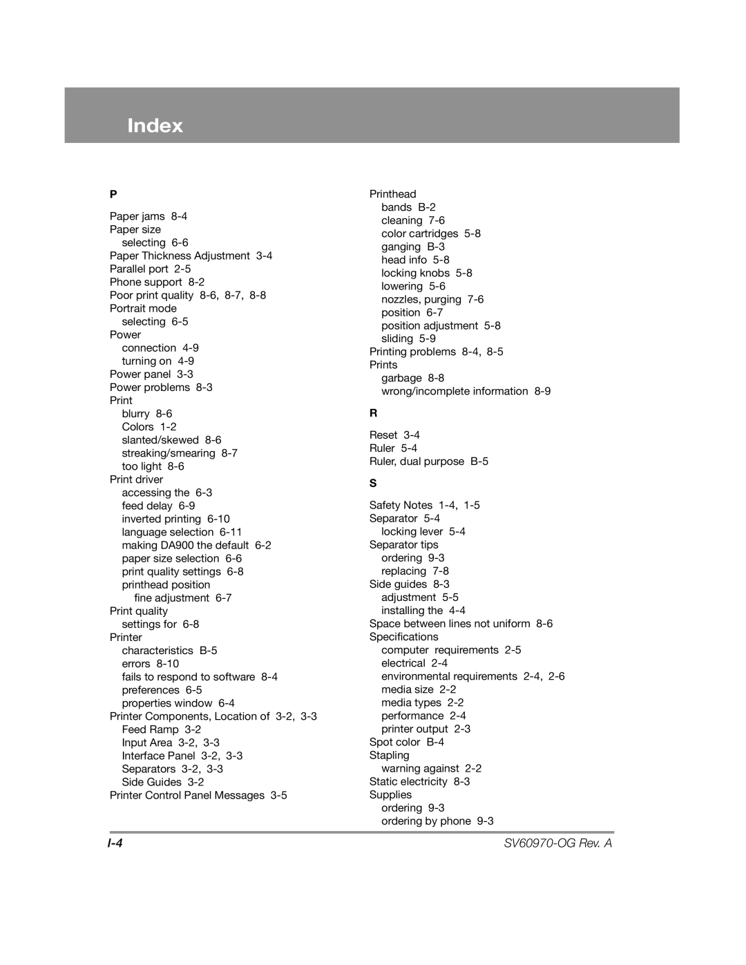 Pitney Bowes DA900 manual Index 