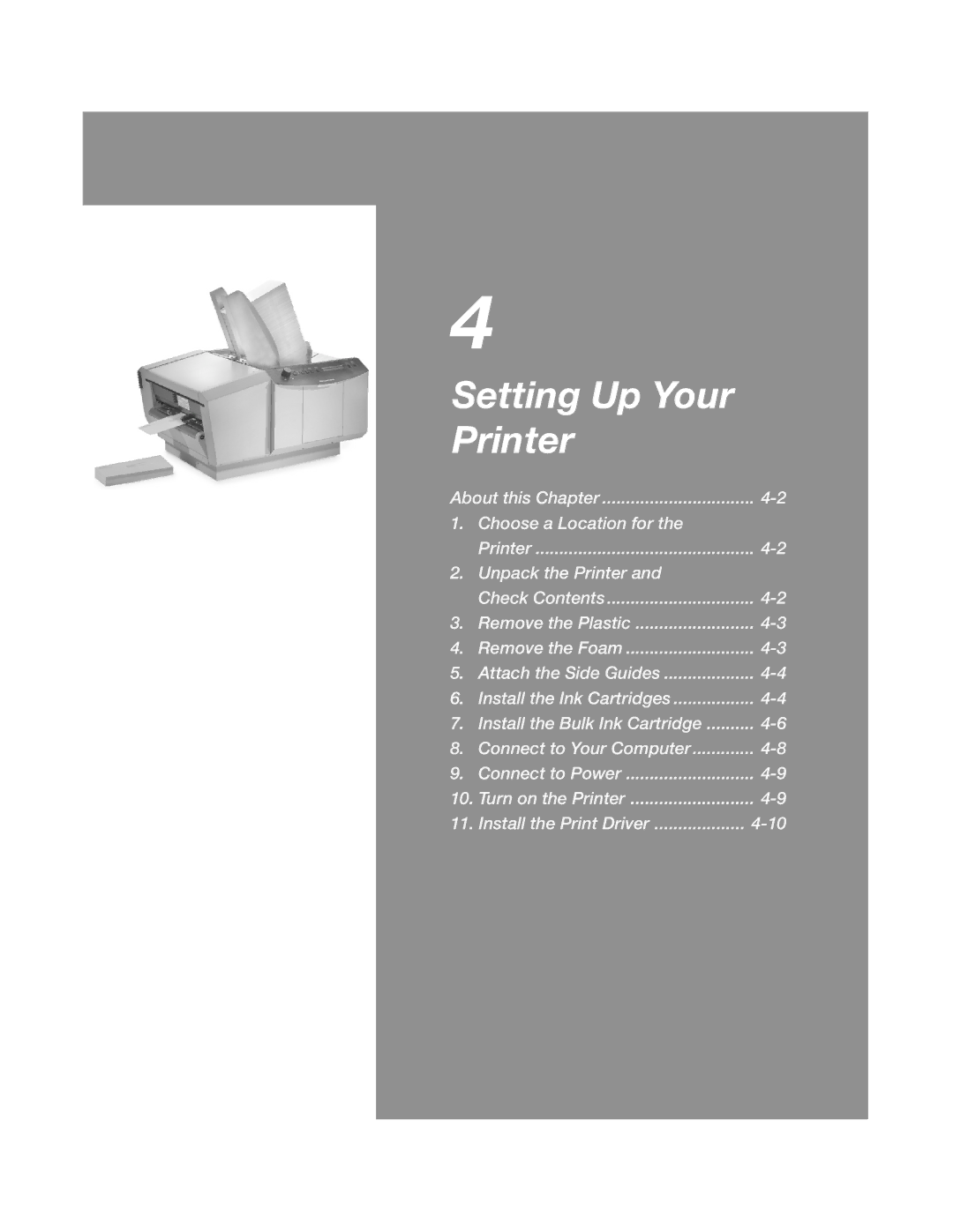 Pitney Bowes DA900 manual Setting Up Your Printer 