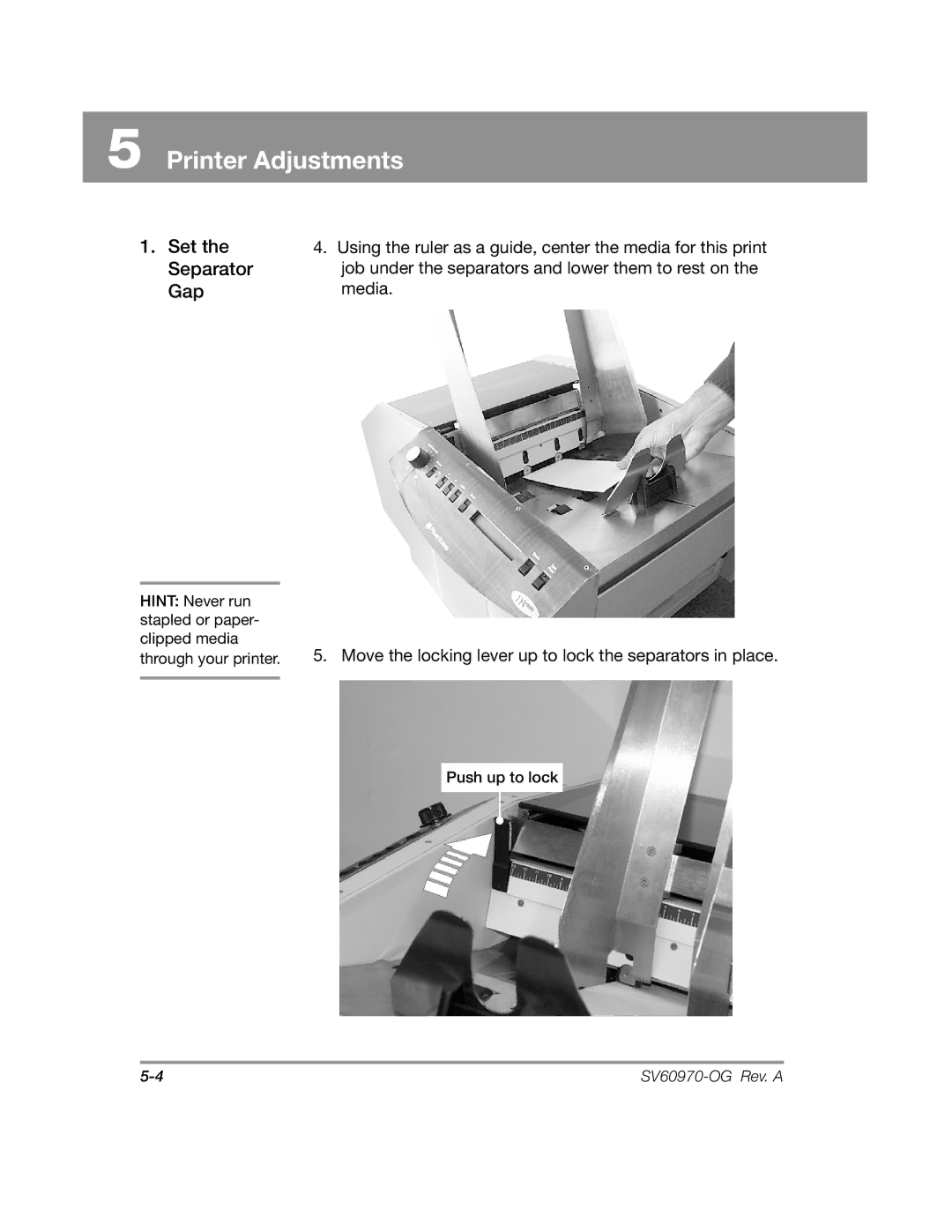 Pitney Bowes DA900 manual Push up to lock 