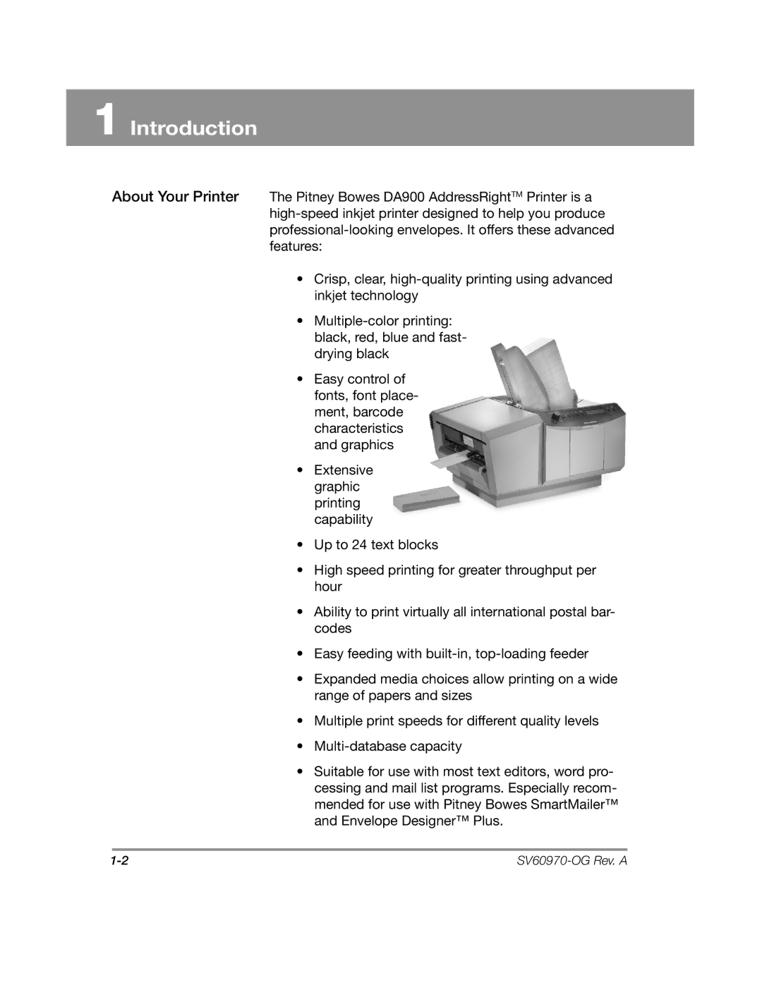 Pitney Bowes DA900 manual Introduction 