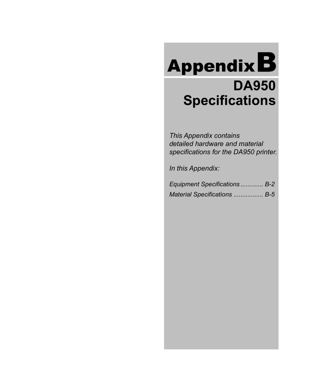 Pitney Bowes DA950 manual AppendixB 