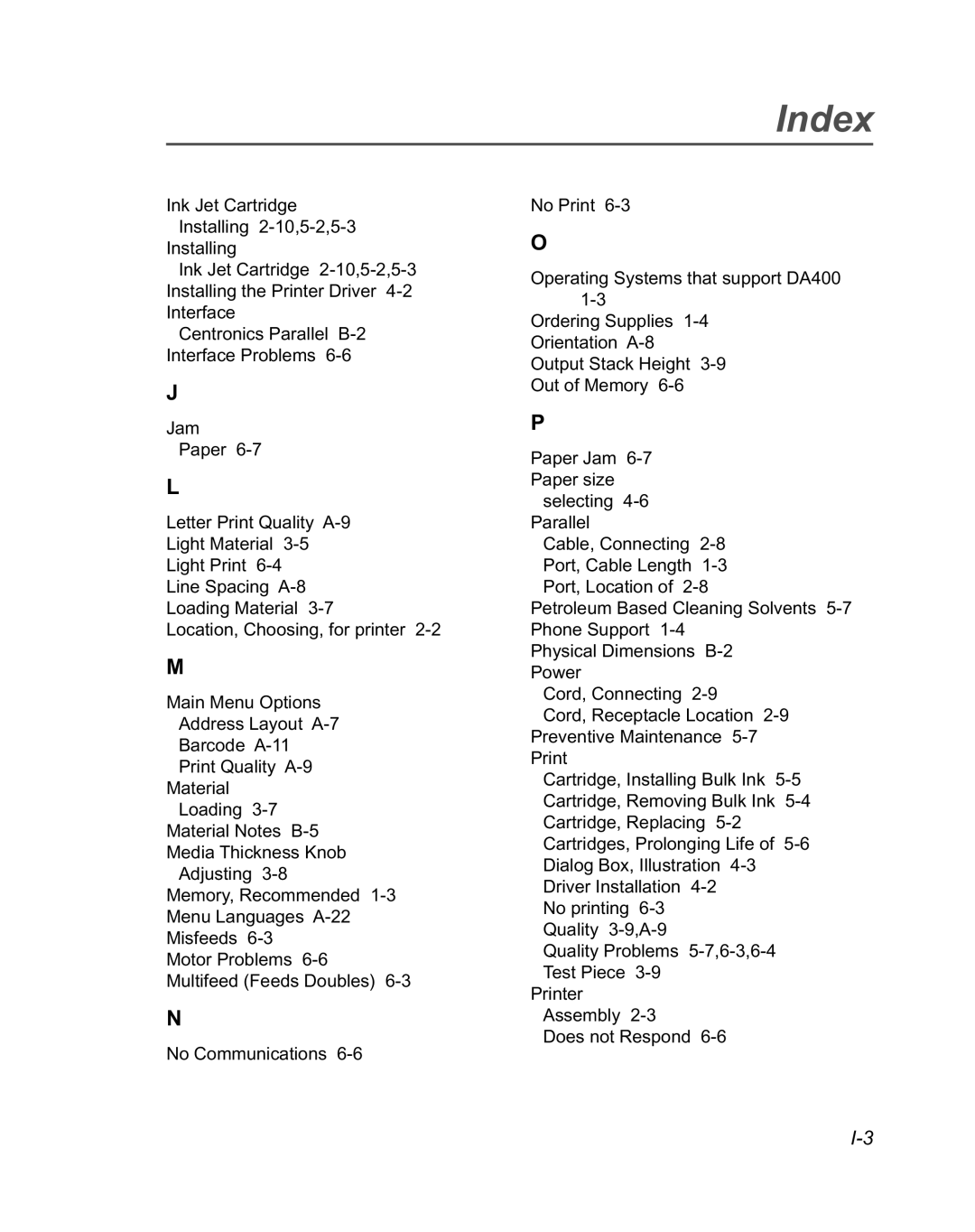 Pitney Bowes DA950 manual Index 