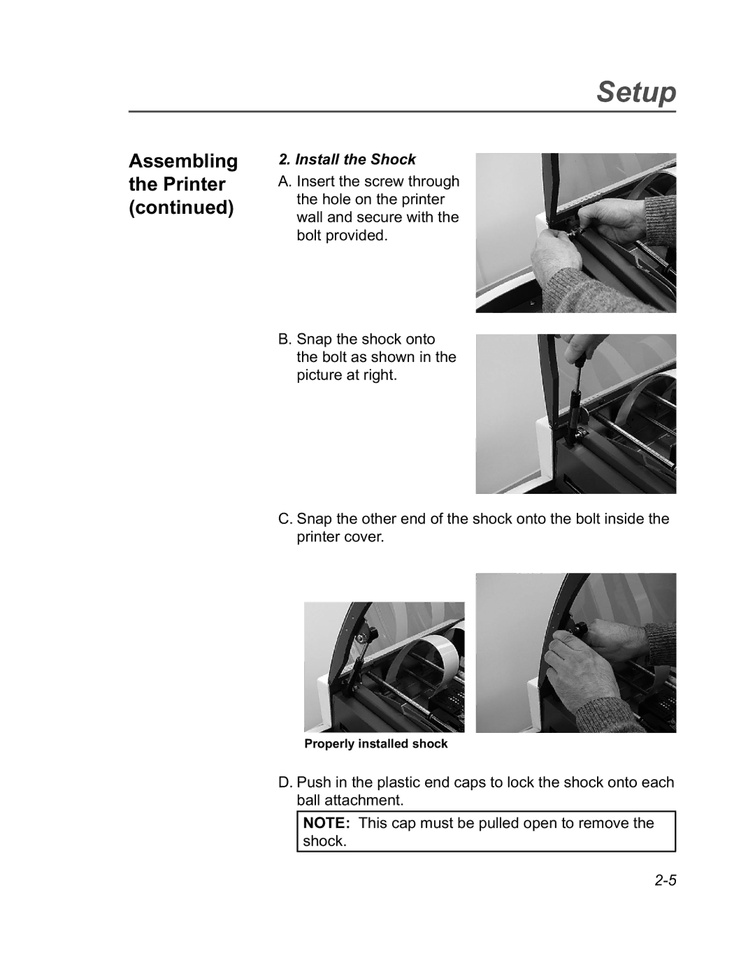 Pitney Bowes DA950 manual Install the Shock 