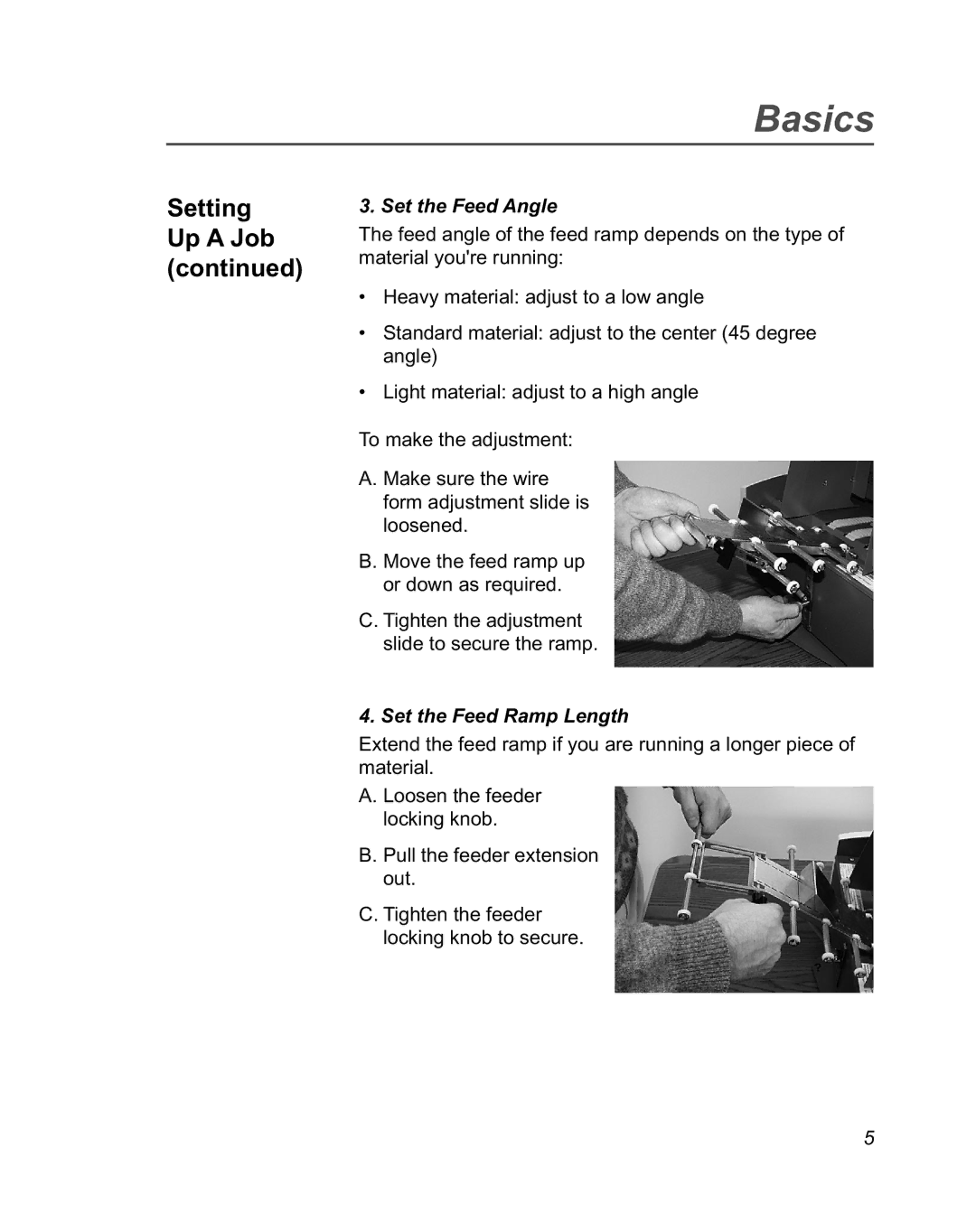 Pitney Bowes DA950 manual Set the Feed Angle, Set the Feed Ramp Length 