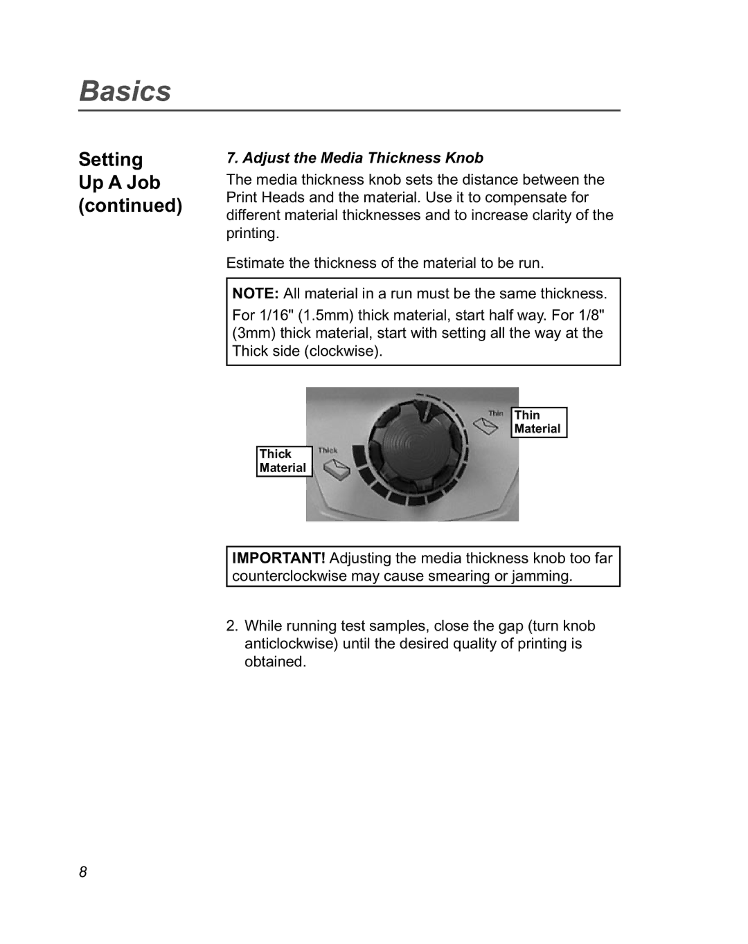 Pitney Bowes DA950 manual Adjust the Media Thickness Knob 