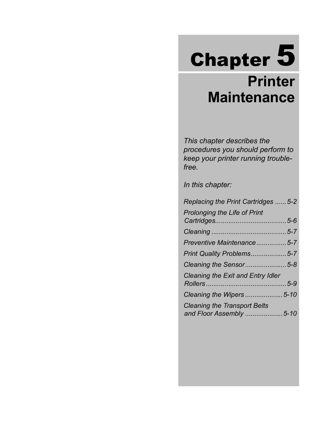 Pitney Bowes DA950 manual Printer Maintenance 