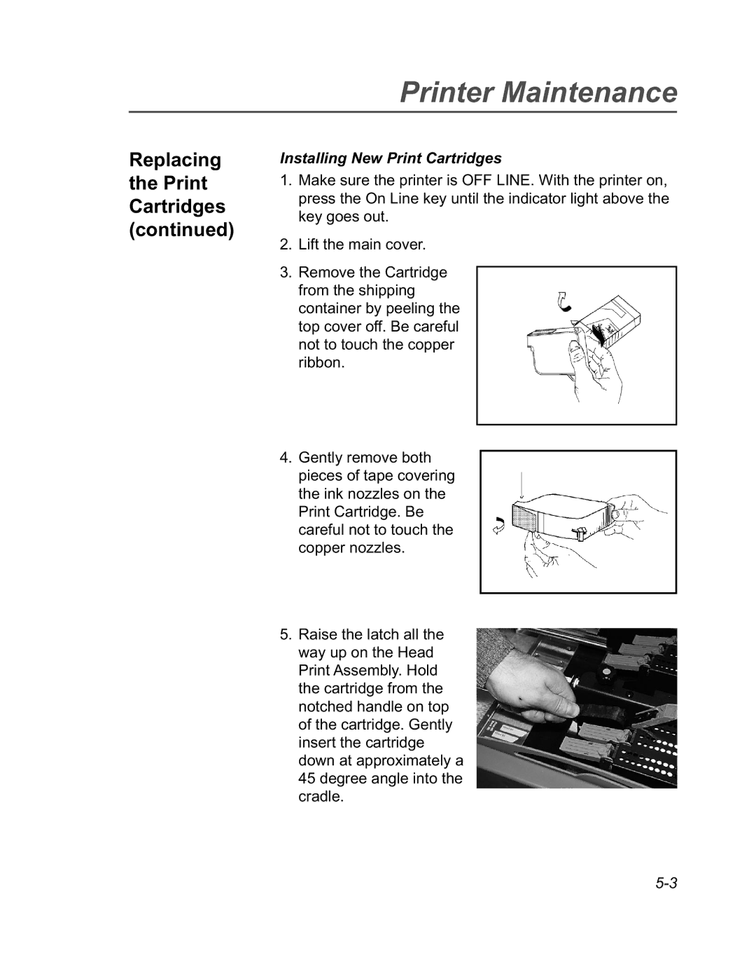 Pitney Bowes DA950 manual Installing New Print Cartridges 